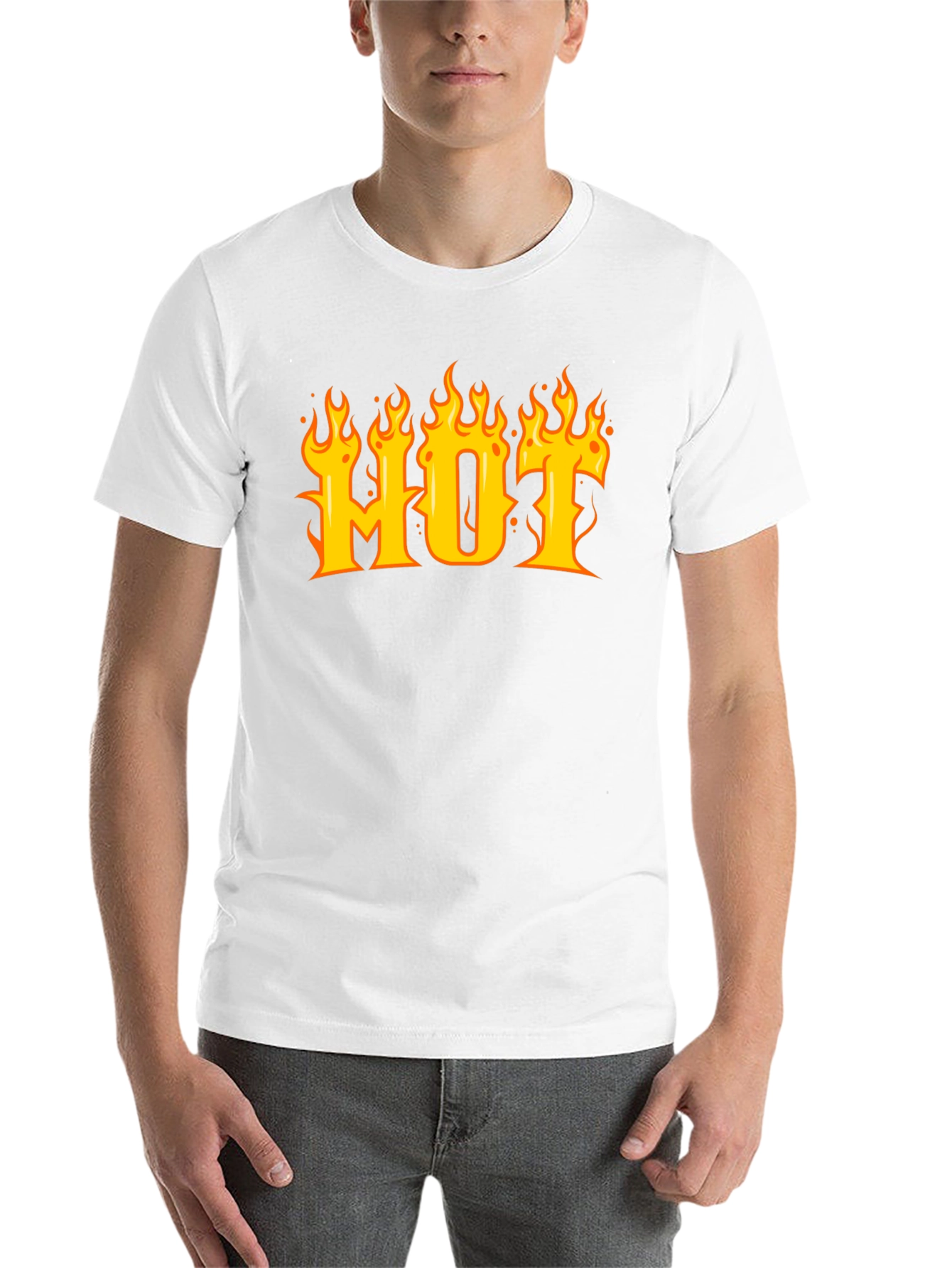 Black HOT Flame Graphic T-Shirt - Black Cotton Tee view 14