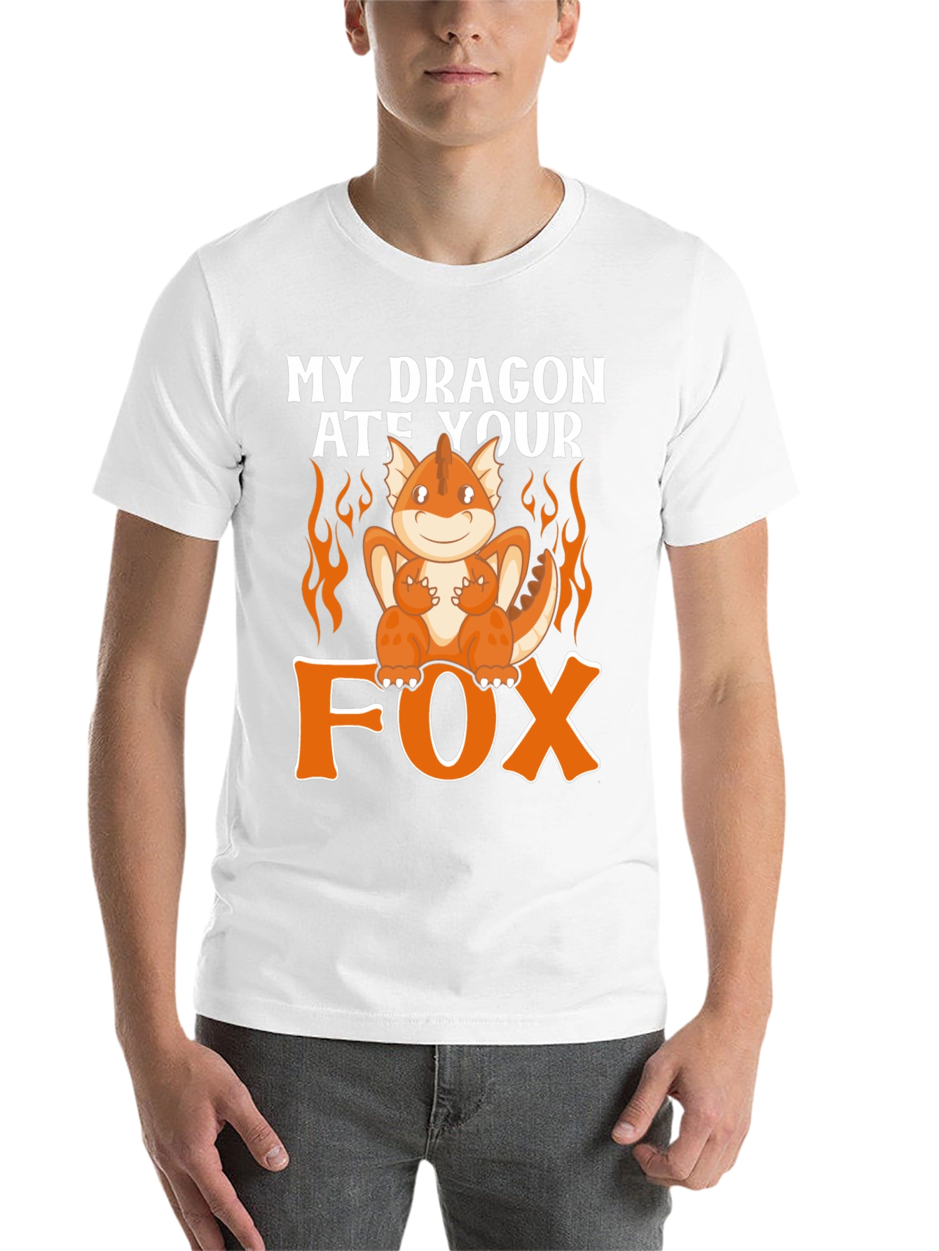 Black My Dragon Ate Your Fox Funny T-Shirt view 14