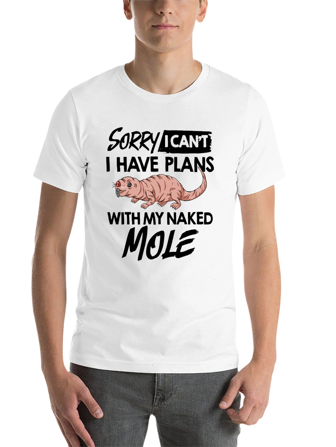 Black Naked Mole Rat Plans Funny Graphic Tee view 14