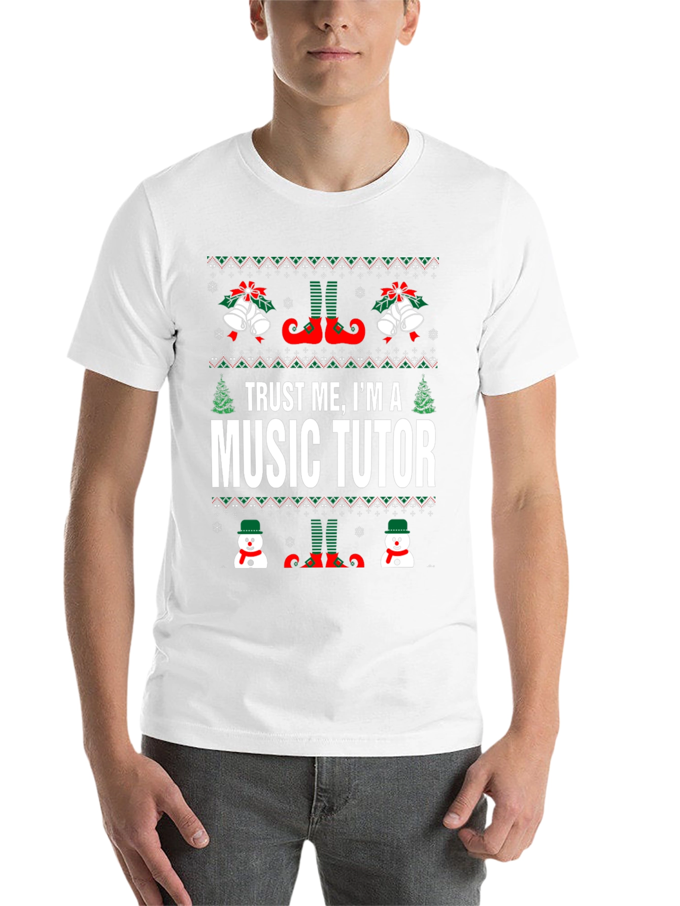 Black Trust Me I'm A Music Tutor Christmas T-Shirt view 14