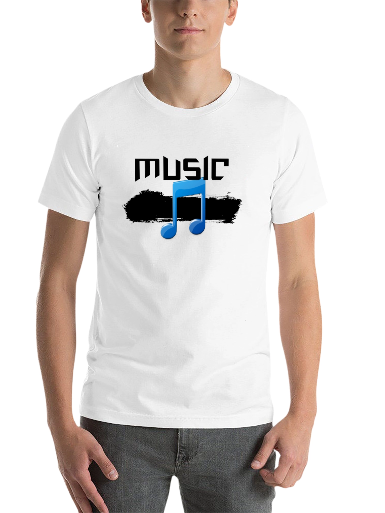 Black Music Note Graphic T-Shirt - Cool Black Tee view 14