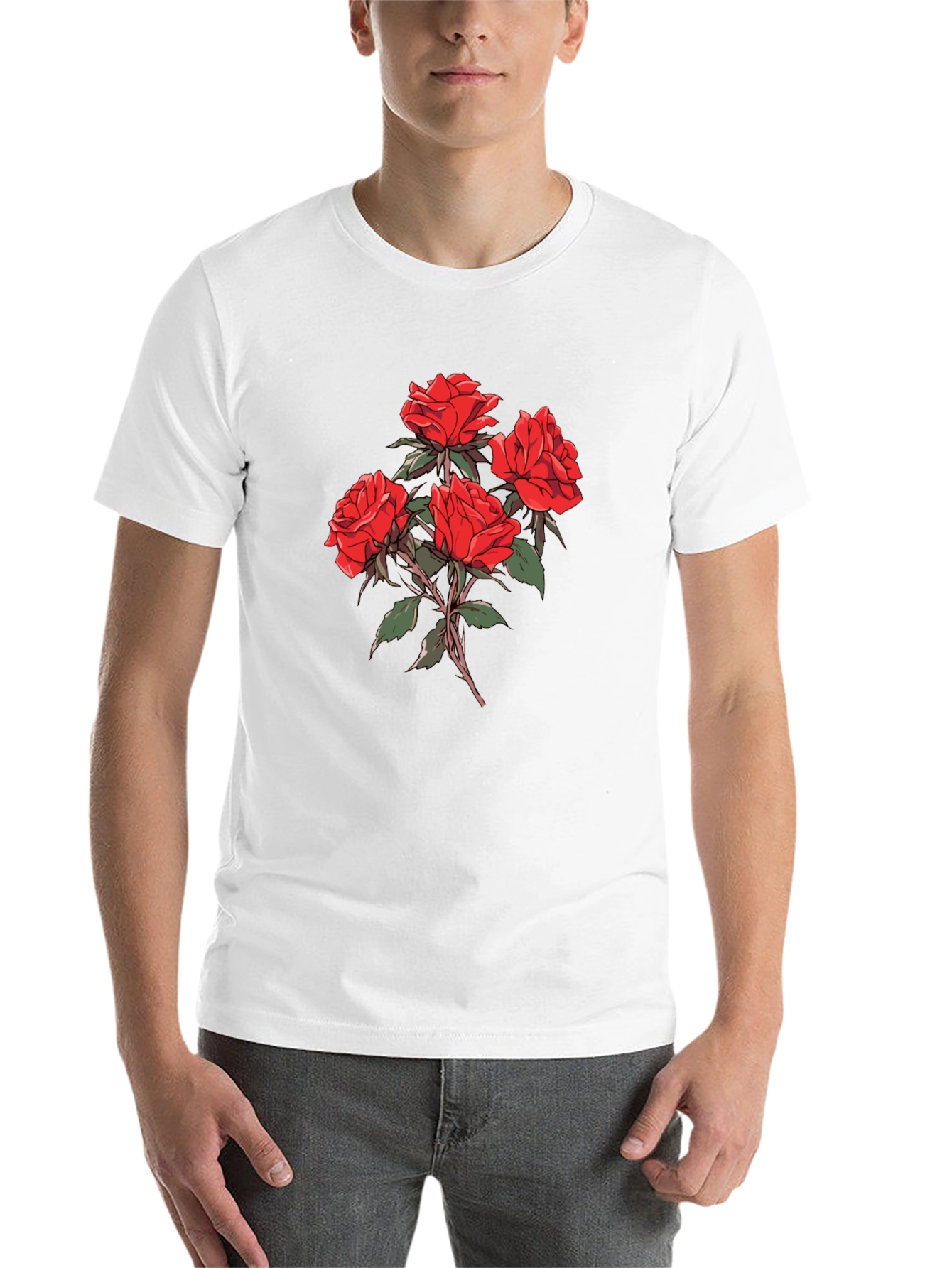 Black Men's Black Rose Graphic T-Shirt view 14