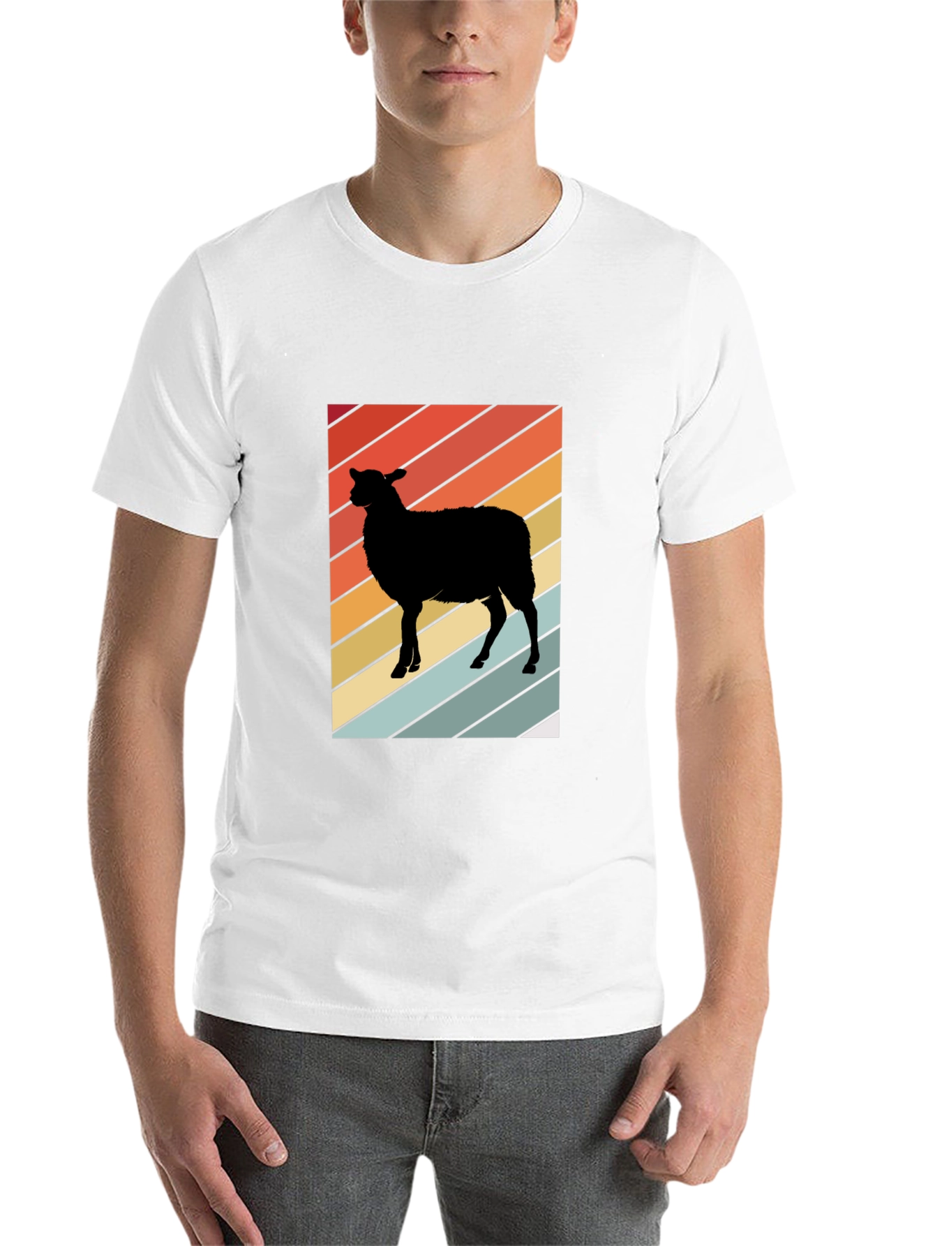Black Retro Sheep Graphic Tee - Men's Black T-Shirt view 14
