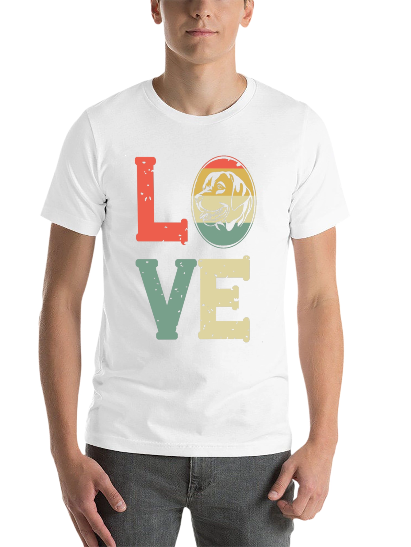 Black Retro Dog Lover T-Shirt - "LOVE" Design view 14