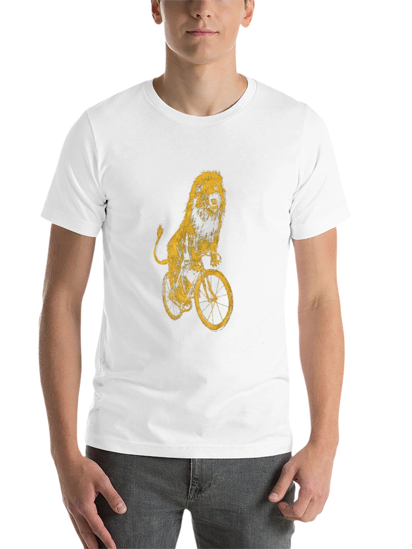 Black Lion on Bike Graphic Tee - Black Cotton T-Shirt view 14