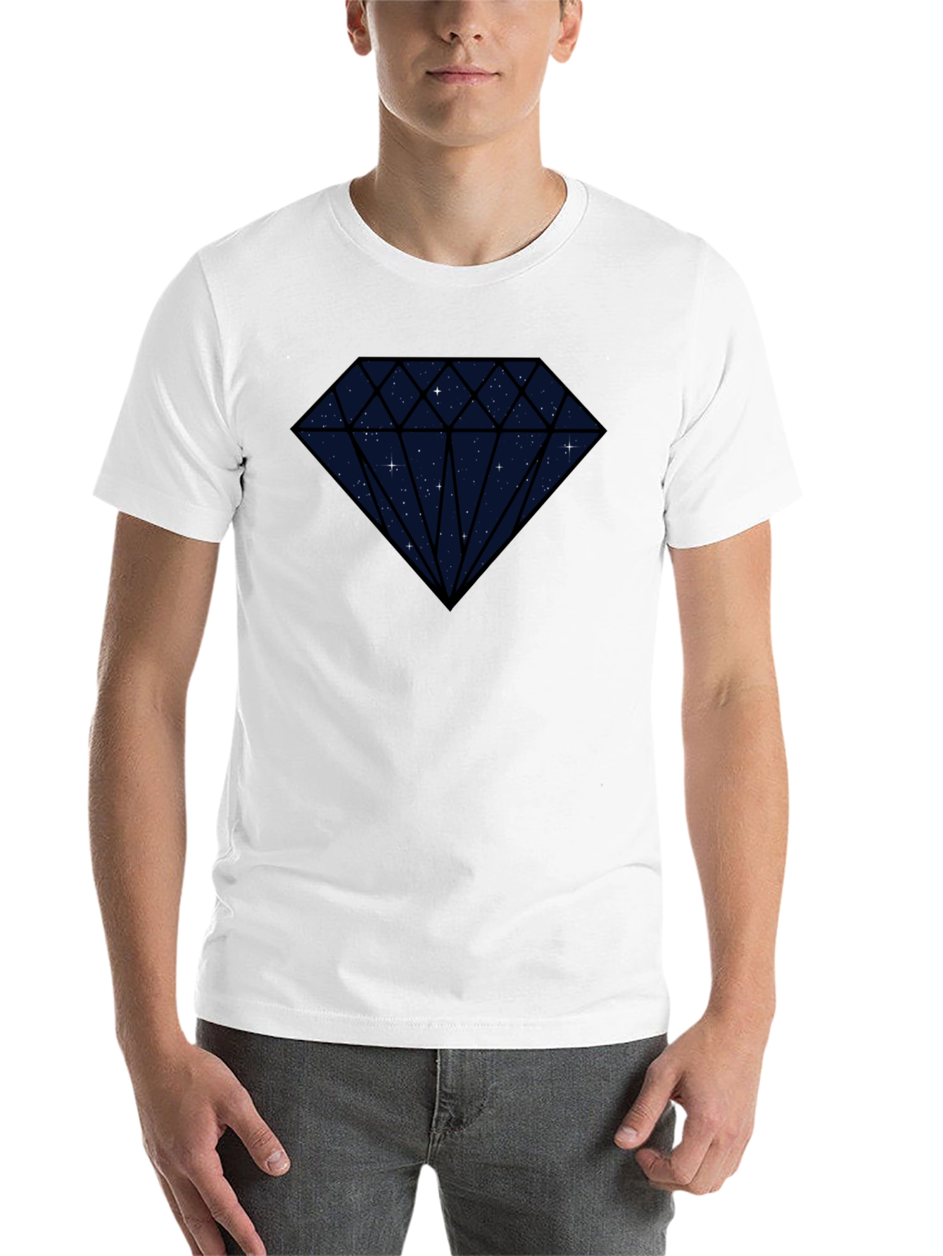 Black Galaxy Diamond Graphic Tee - Black Cotton Blend view 14
