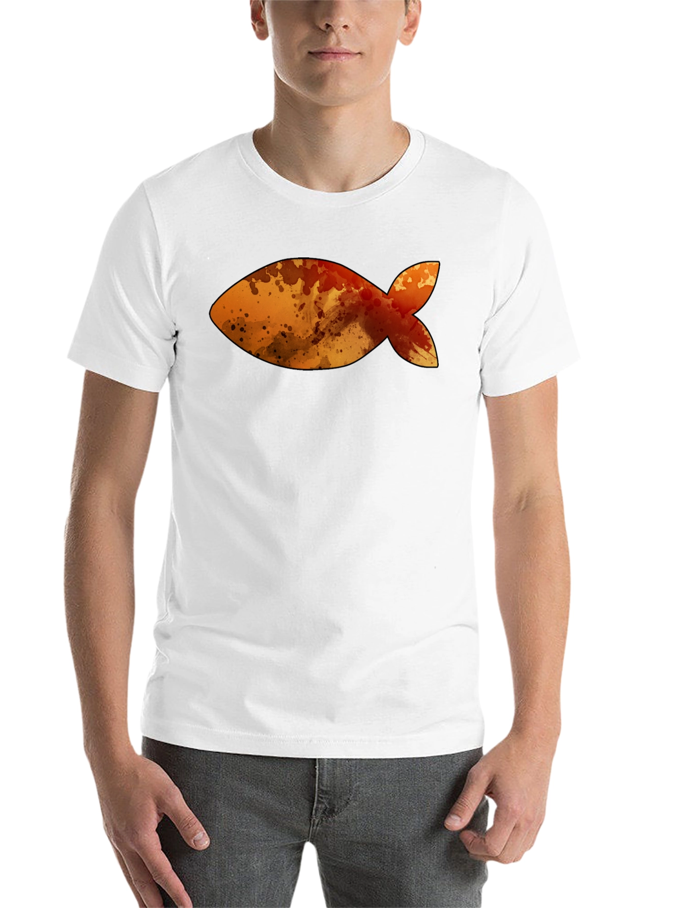 Fish Graphic Men's Black T-Shirt - 14