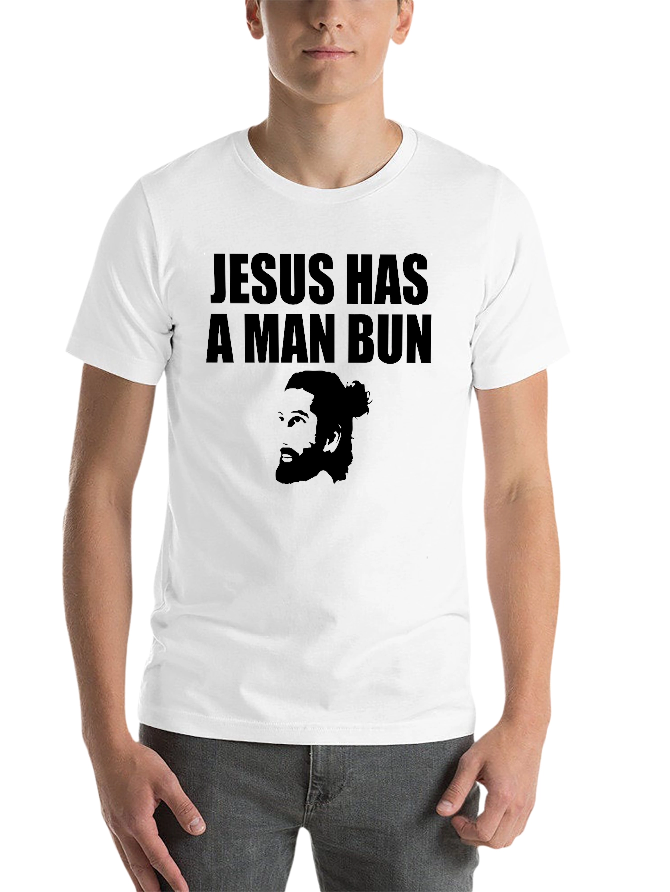 Black Jesus Has a Man Bun Graphic Tee - Black T-Shirt view 14