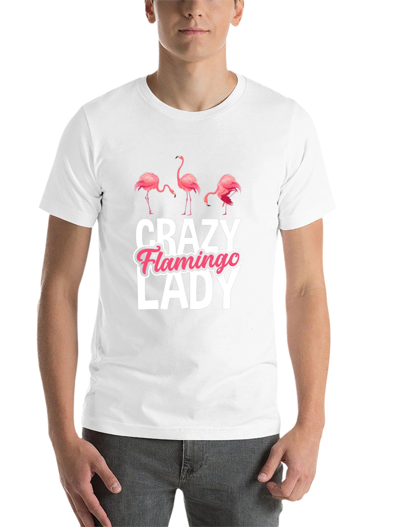 Black Crazy Flamingo Lady T-Shirt view 14