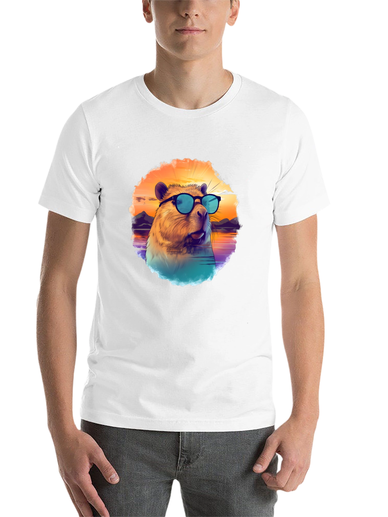 Black Cool Capybara T-Shirt view 14