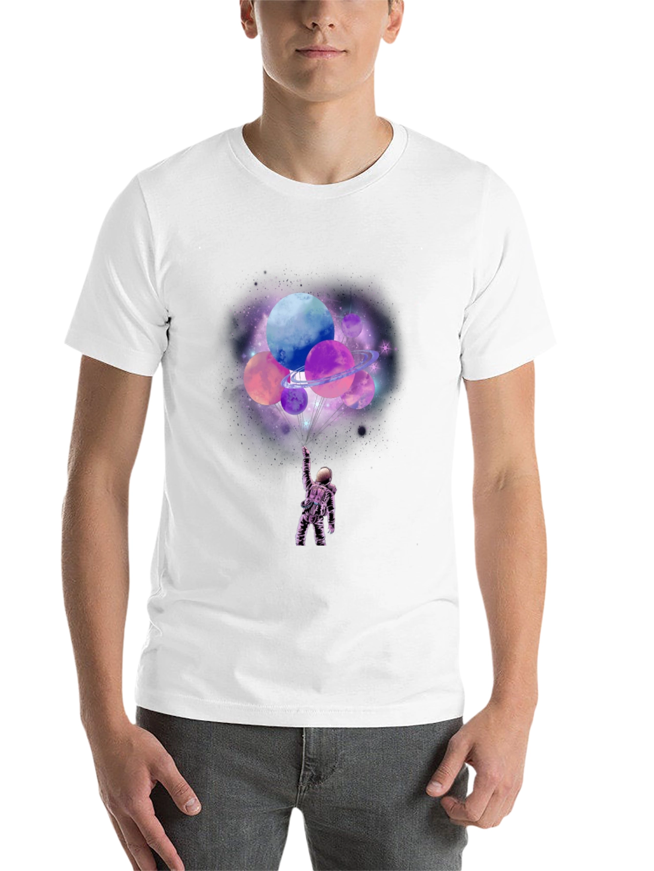 Black Astronaut Planets Graphic T-Shirt view 14