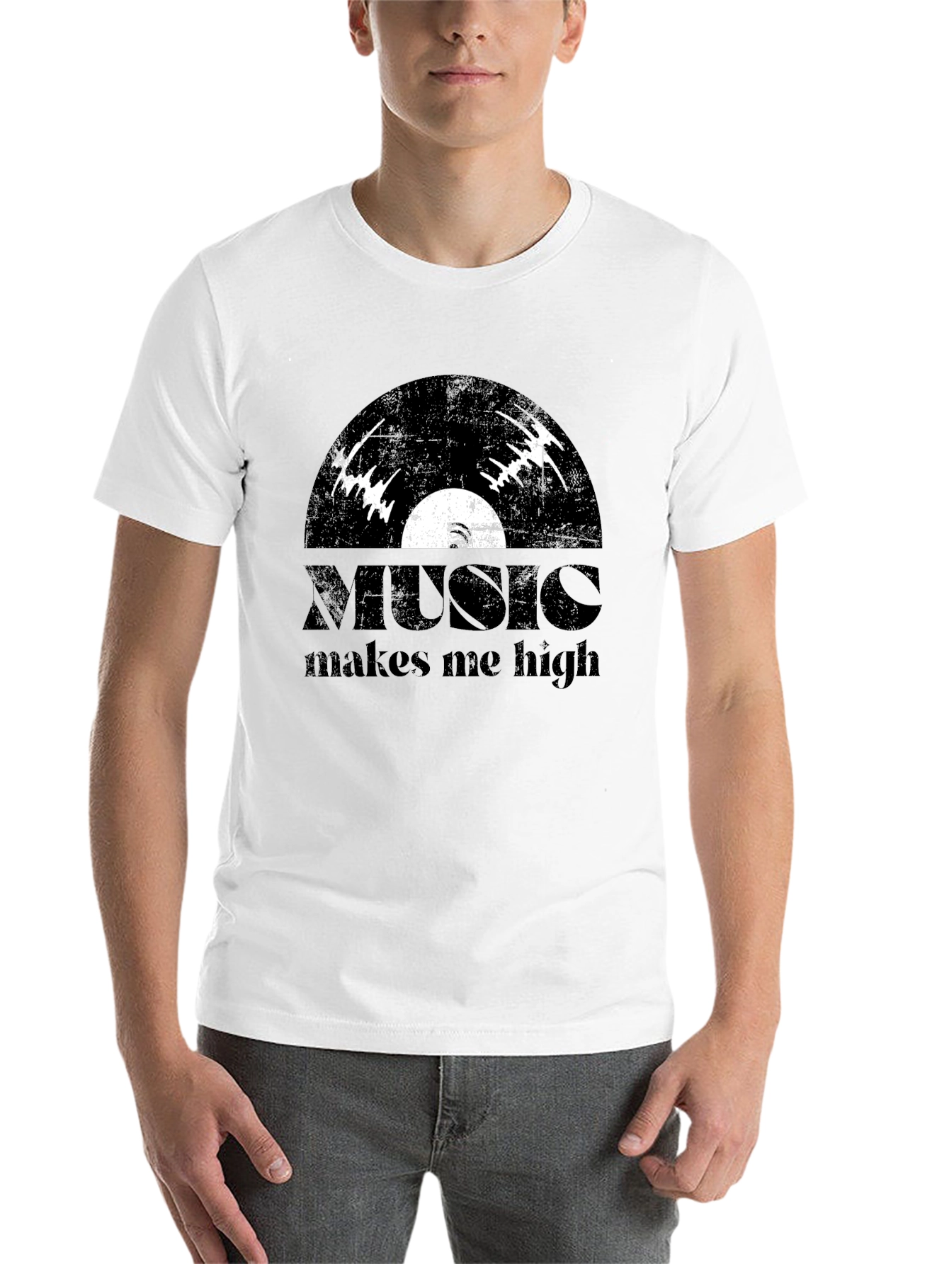 Black Music Makes Me High Black Graphic T-Shirt view 14