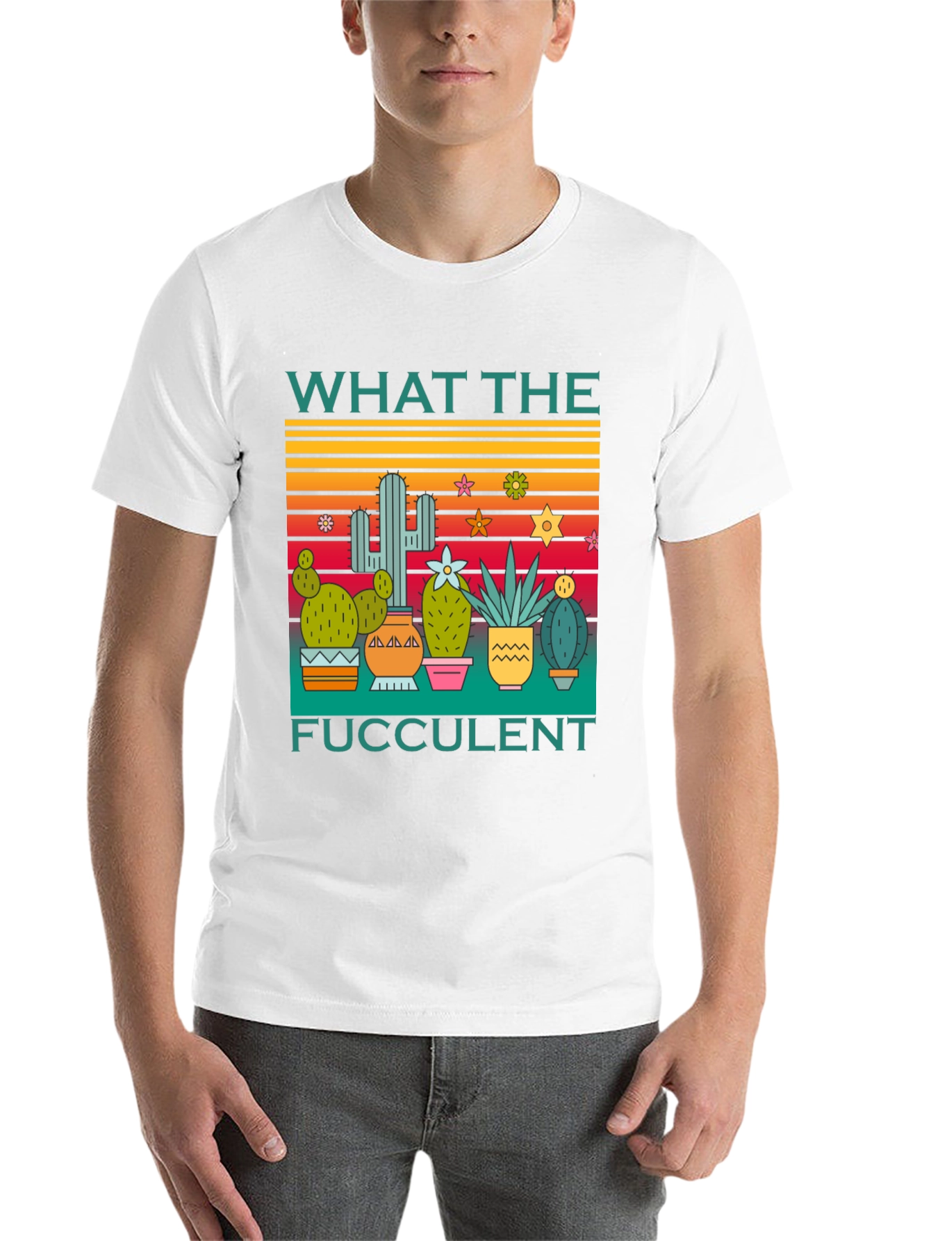 Black What the Fucculent T-Shirt Cactus Graphic Tee view 14