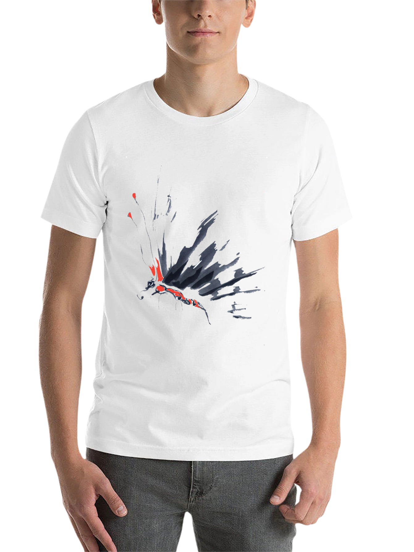 Black Abstract Butterfly Graphic Black T-Shirt view 14