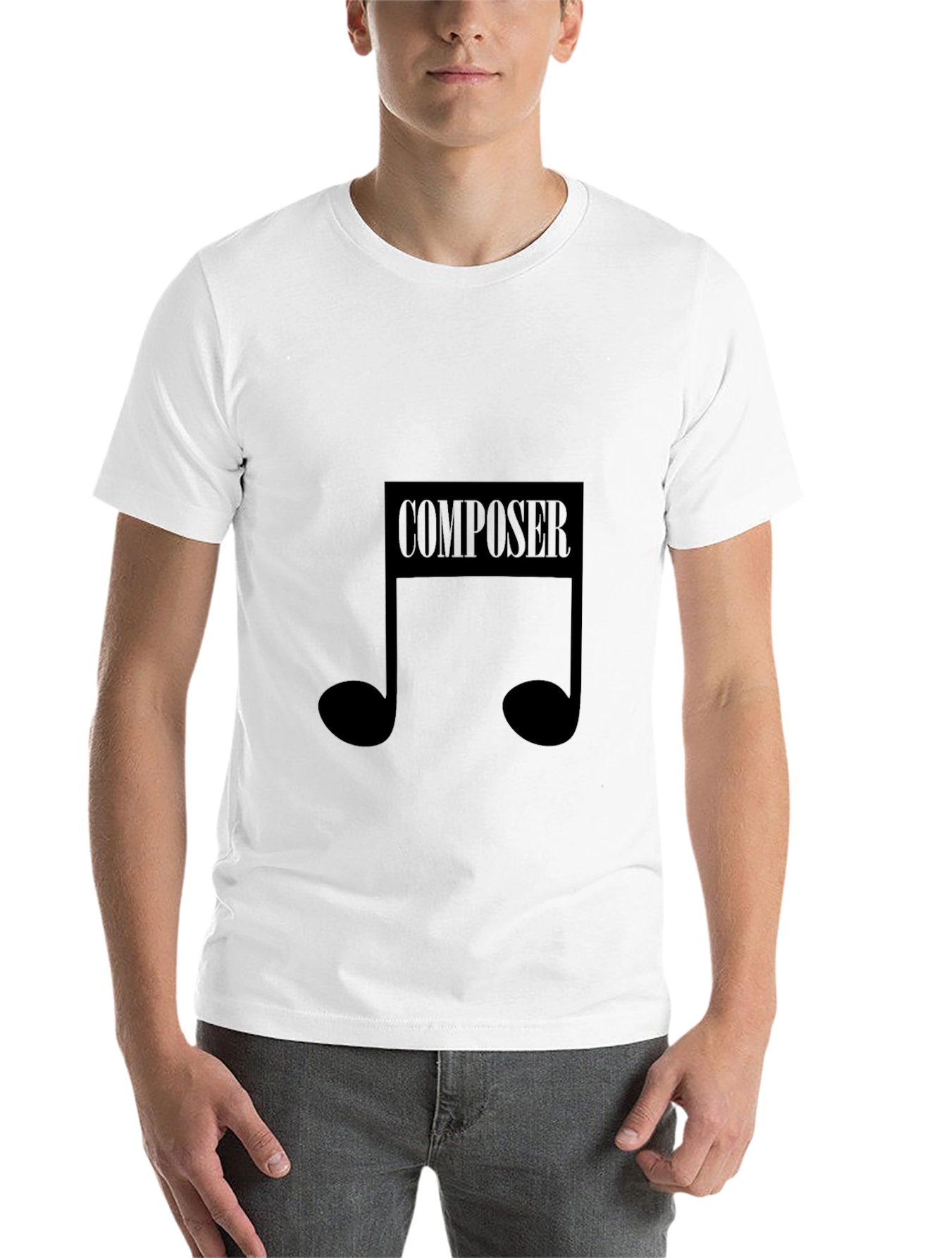 Black Composer Music Note Graphic Black T-Shirt view 14