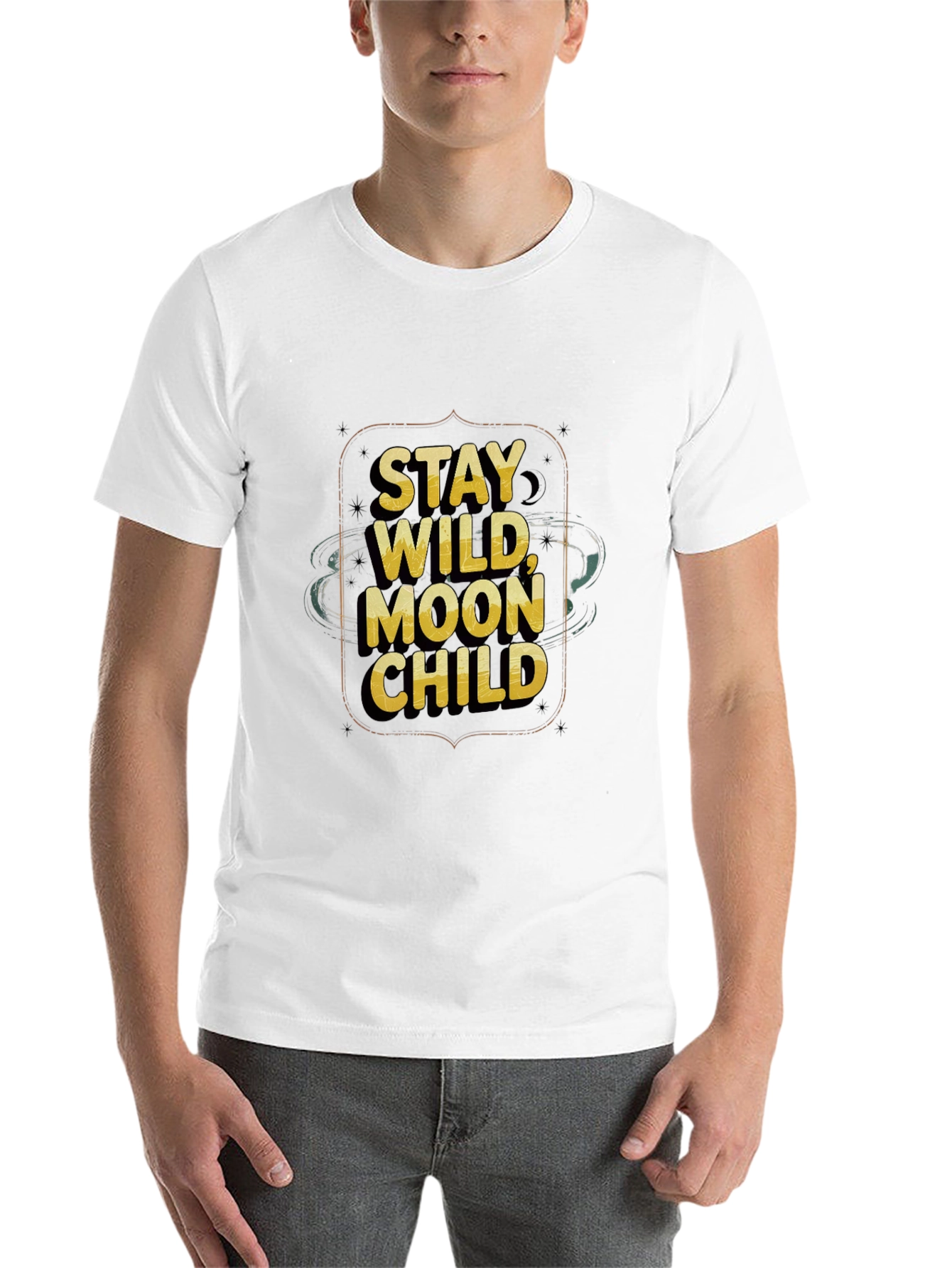 Black Stay Wild Moon Child Black Graphic Tee view 14
