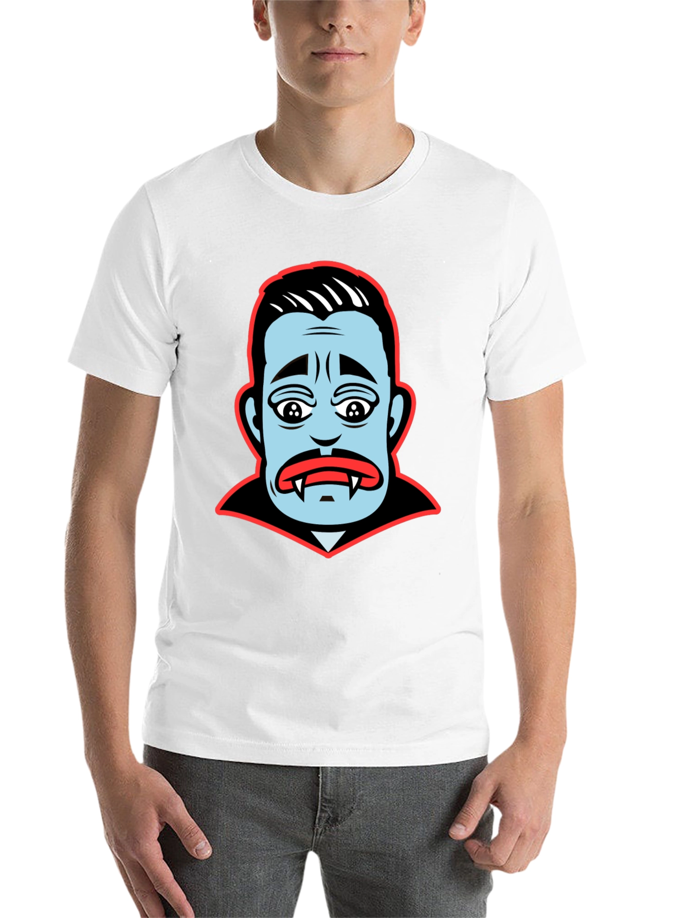 Black Cartoon Vampire Face Graphic T-Shirt view 14
