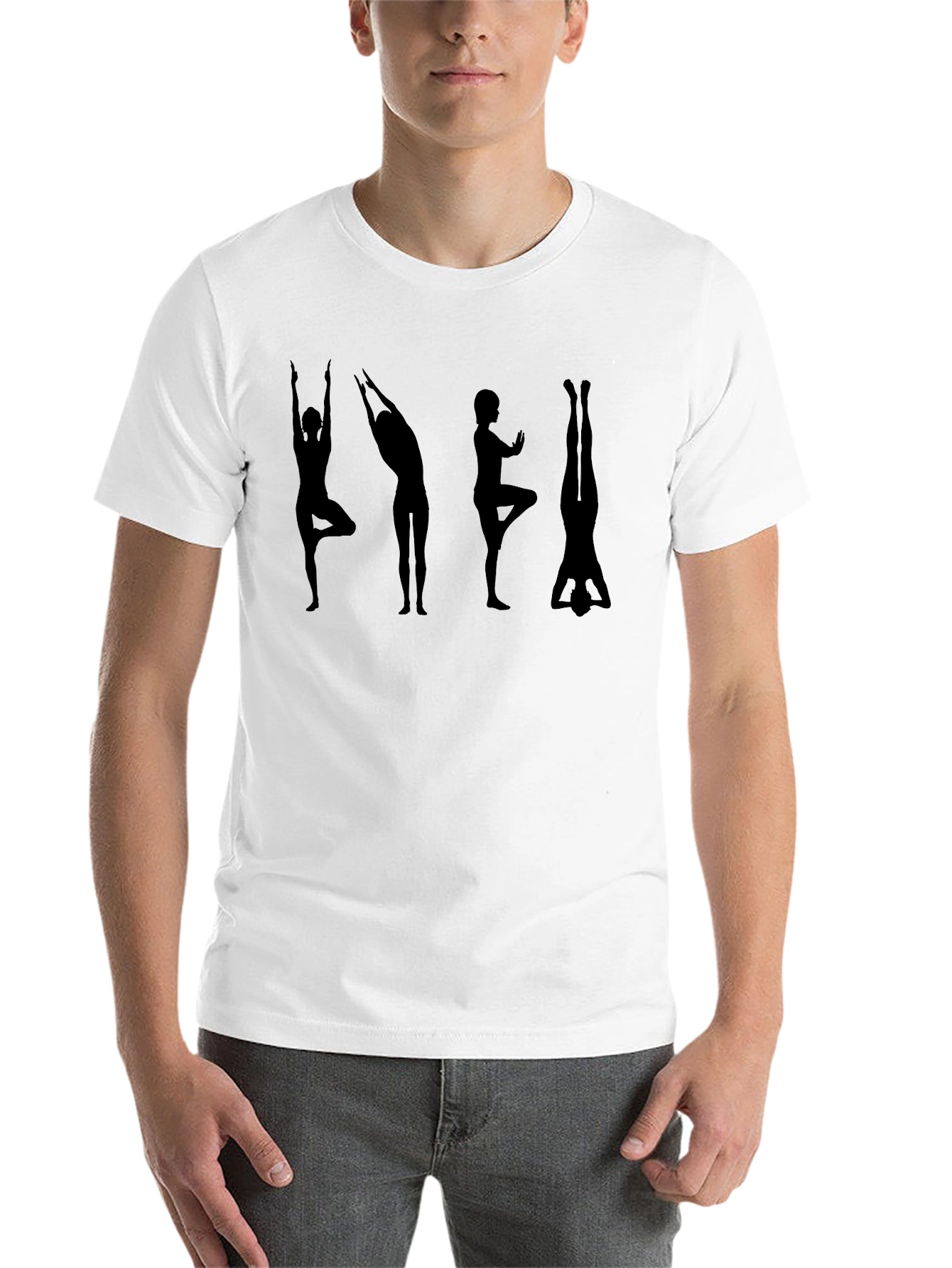 Black Yoga Pose Silhouette Black T-Shirt view 14