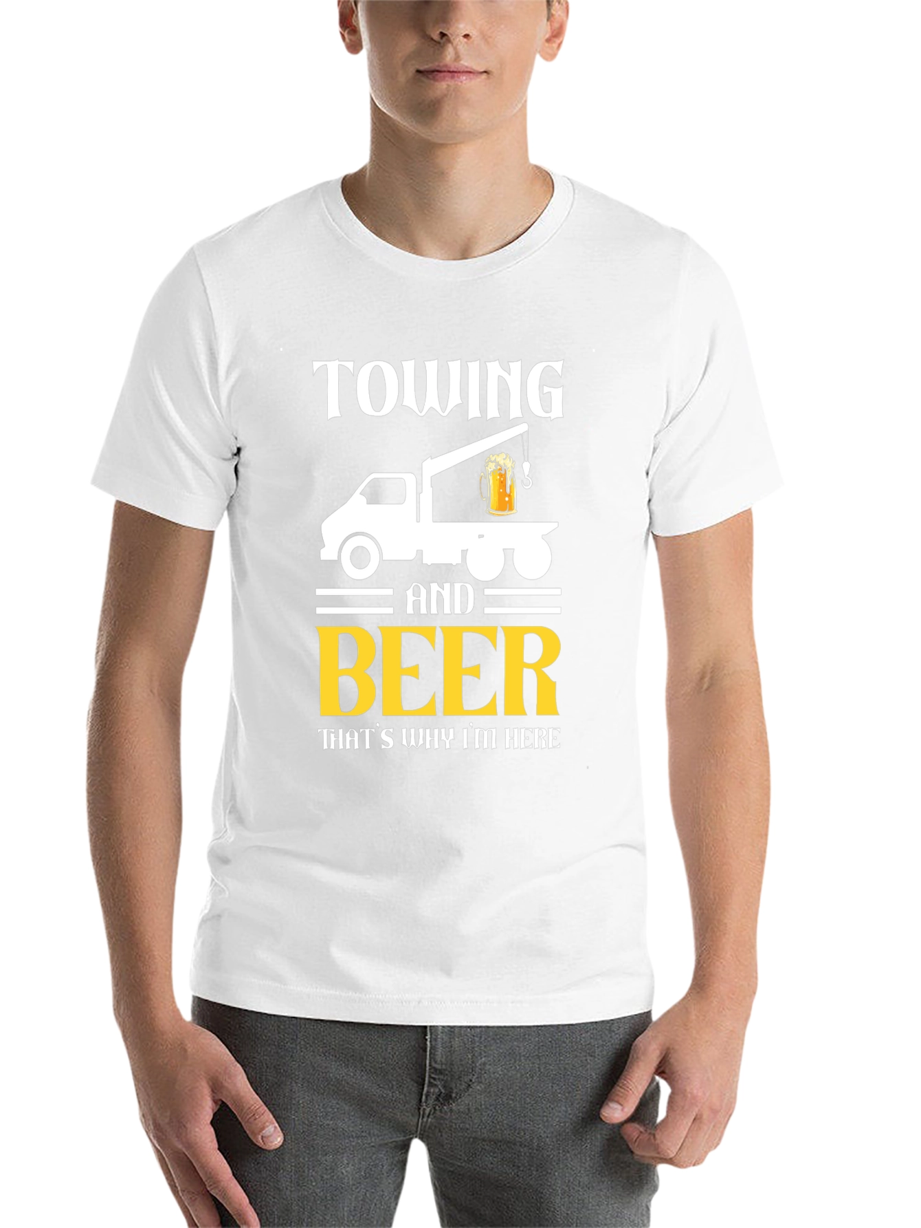 Black Towing & Beer T-Shirt - Funny Tow Truck Driver Tee view 14