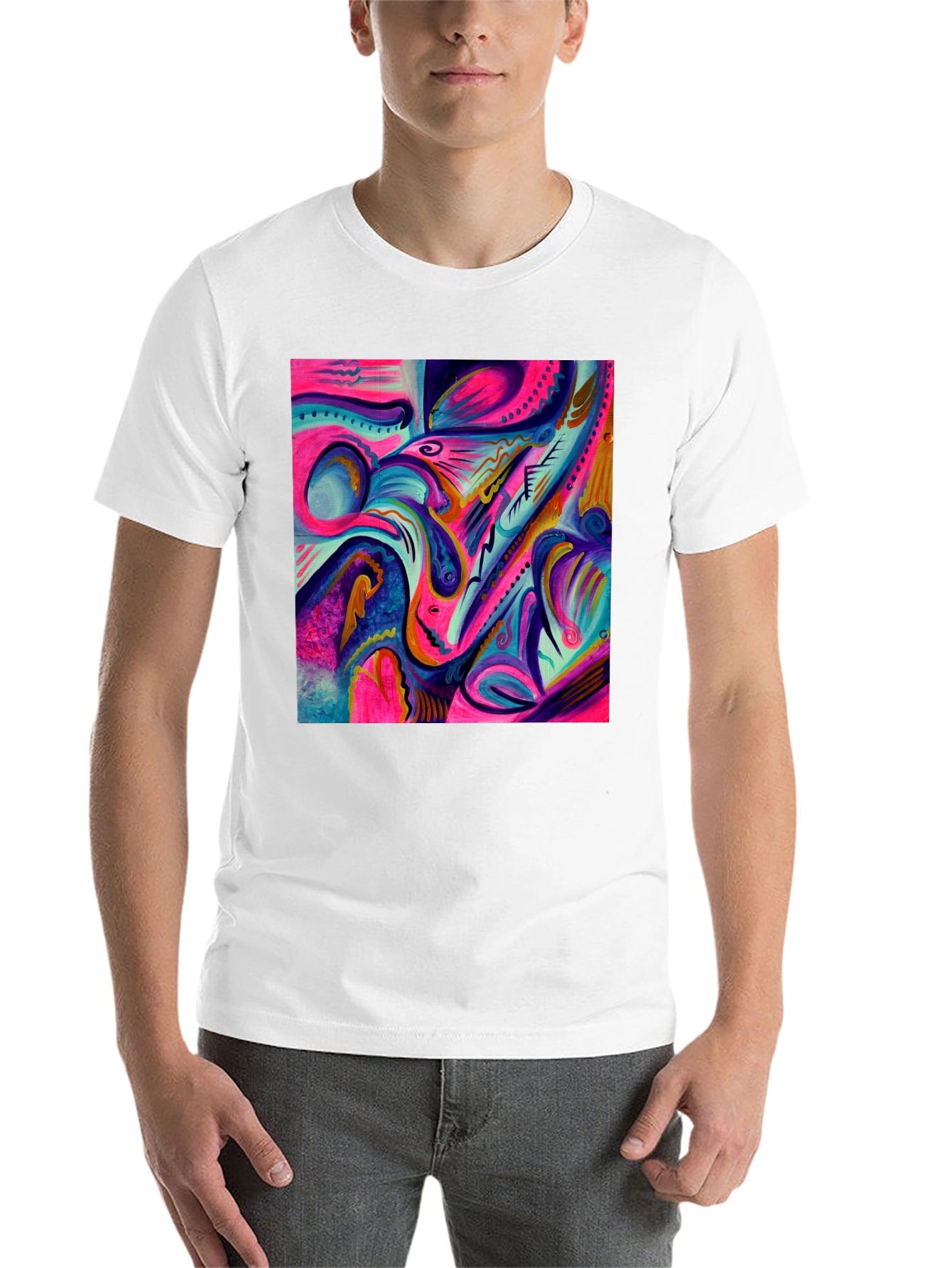 Black Abstract Art Printed Black T-Shirt view 14