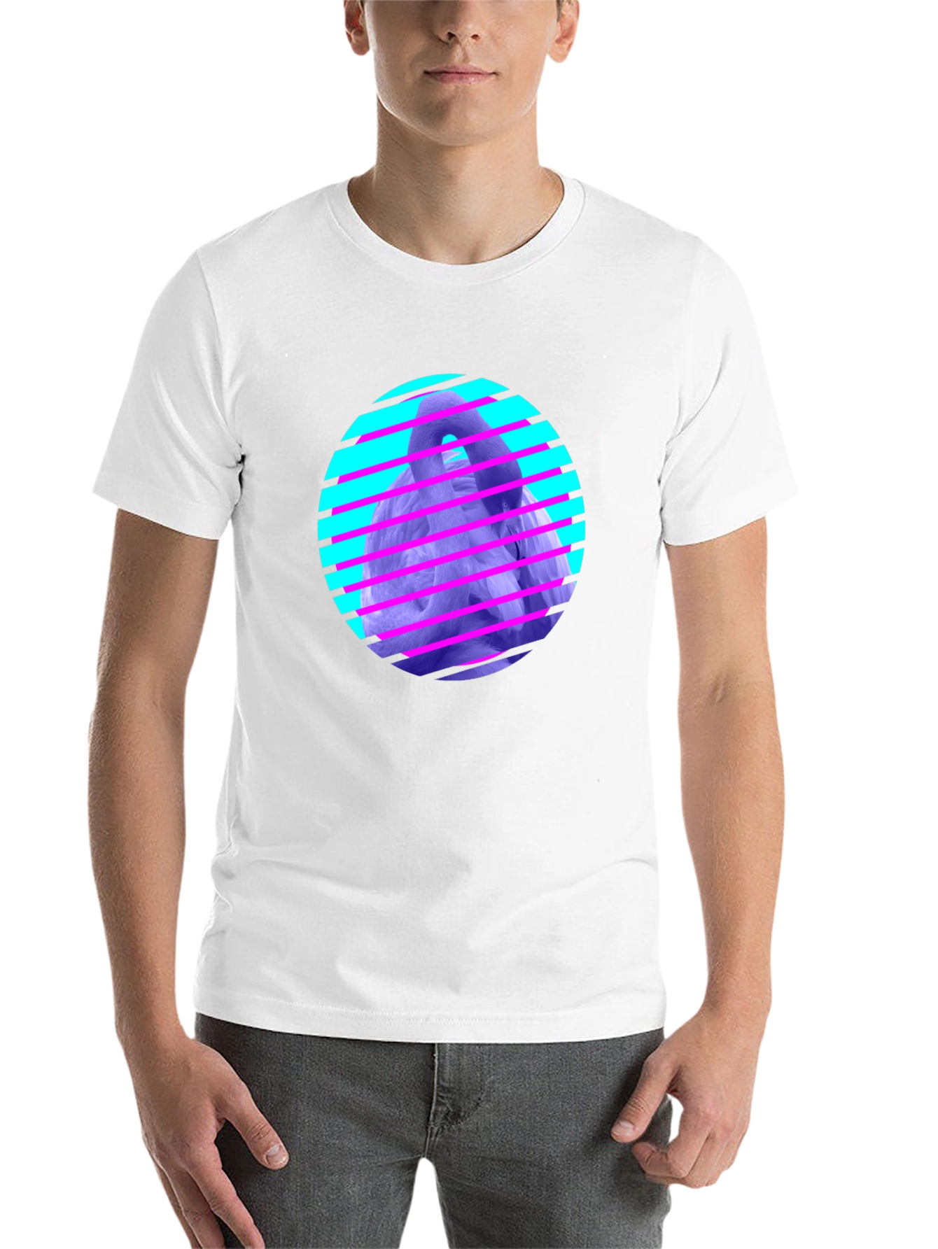 Black Retro Vaporwave Gorilla Graphic Tee view 14