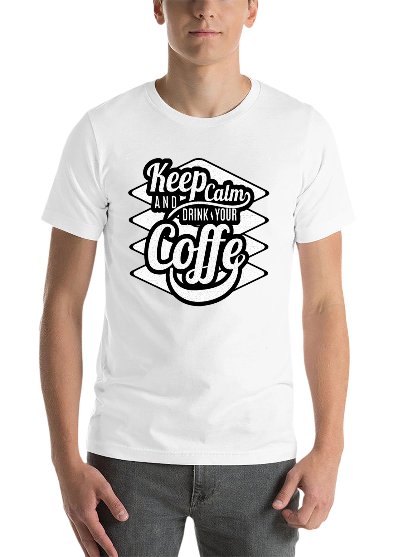 Black Keep Calm and Drink Your Coffe T-Shirt view 14