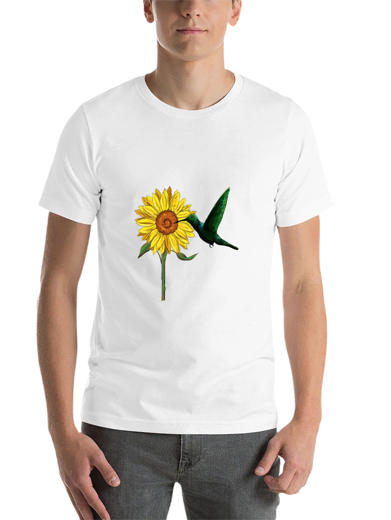 Black Hummingbird & Sunflower Graphic Black T-Shirt view 14