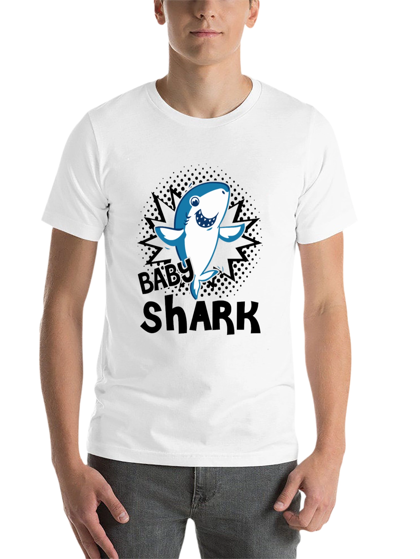 Black Baby Shark Graphic T-Shirt - Black Cotton Blend view 14