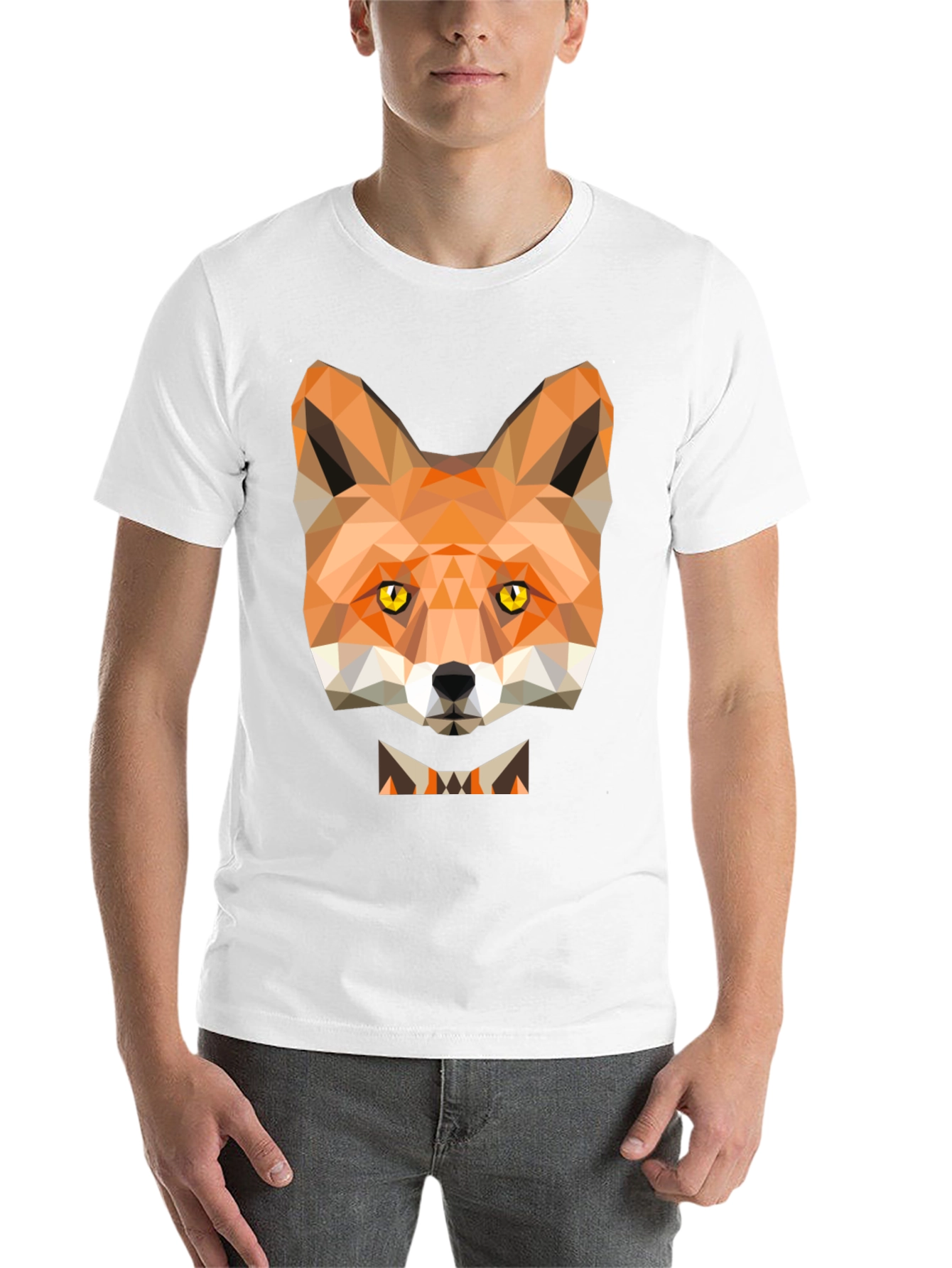 Black Geometric Fox Graphic Tee - Modern Animal Print T-Shirt view 14