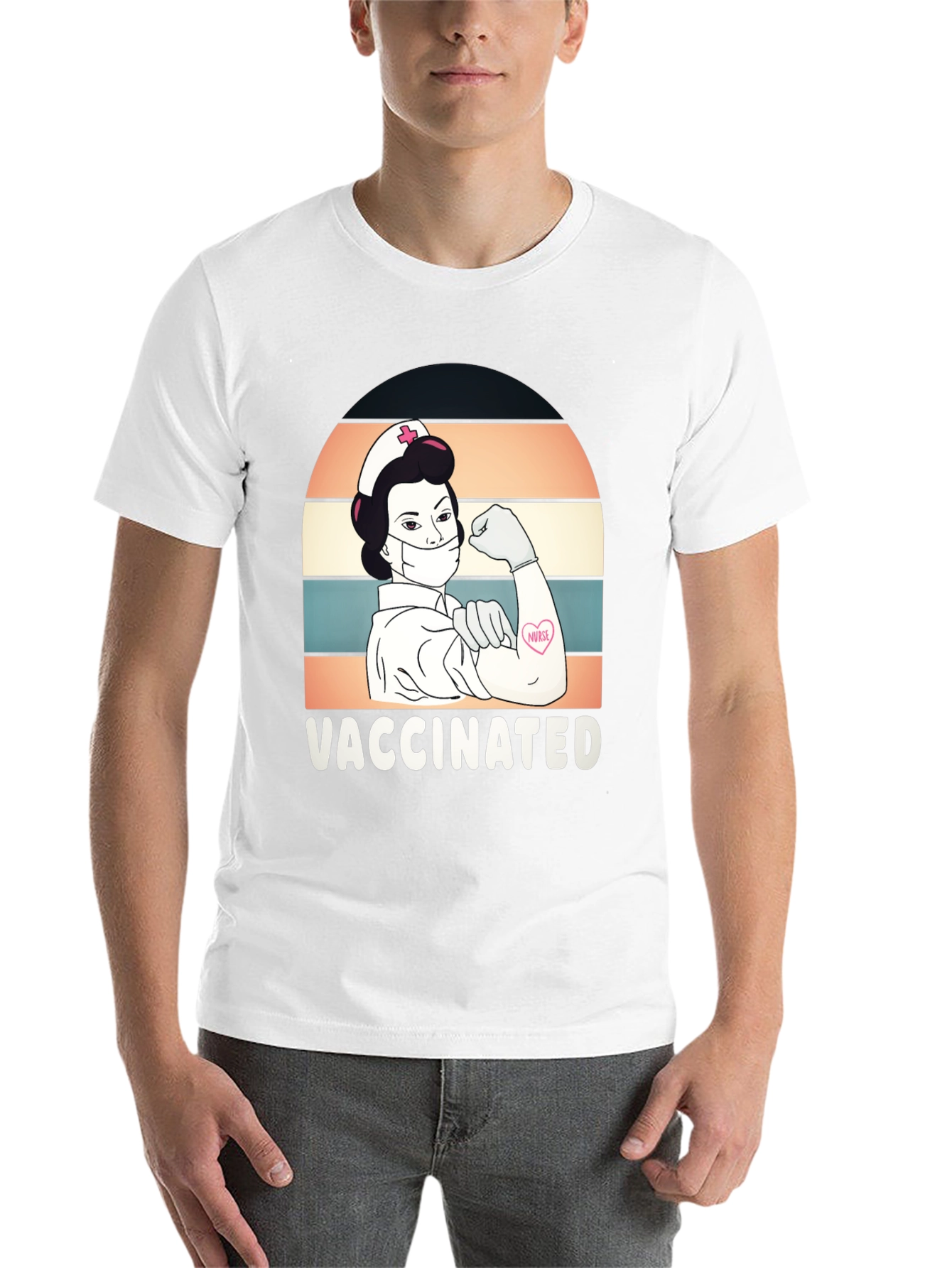 Black Vaccinated Nurse Graphic T-Shirt view 14