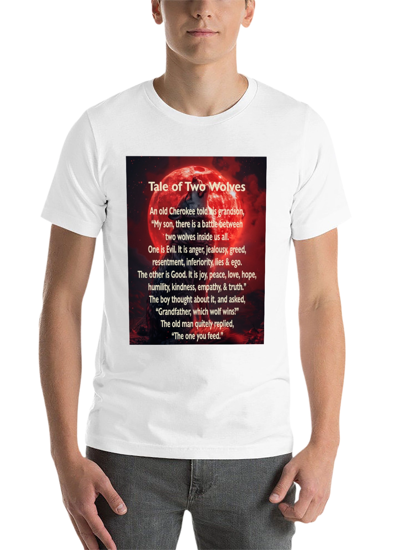 Black Tale of Two Wolves Graphic T-Shirt view 14