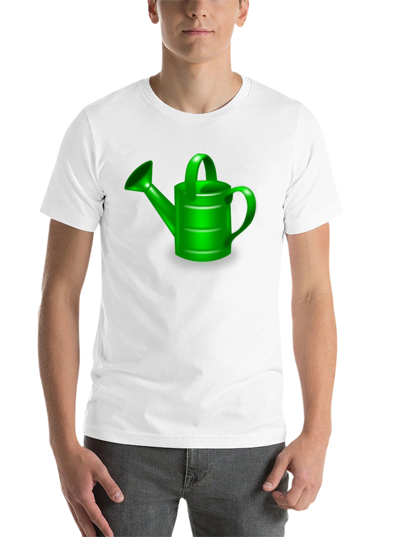 Black Green Watering Can Graphic Tee - Black Cotton T-Shirt view 14
