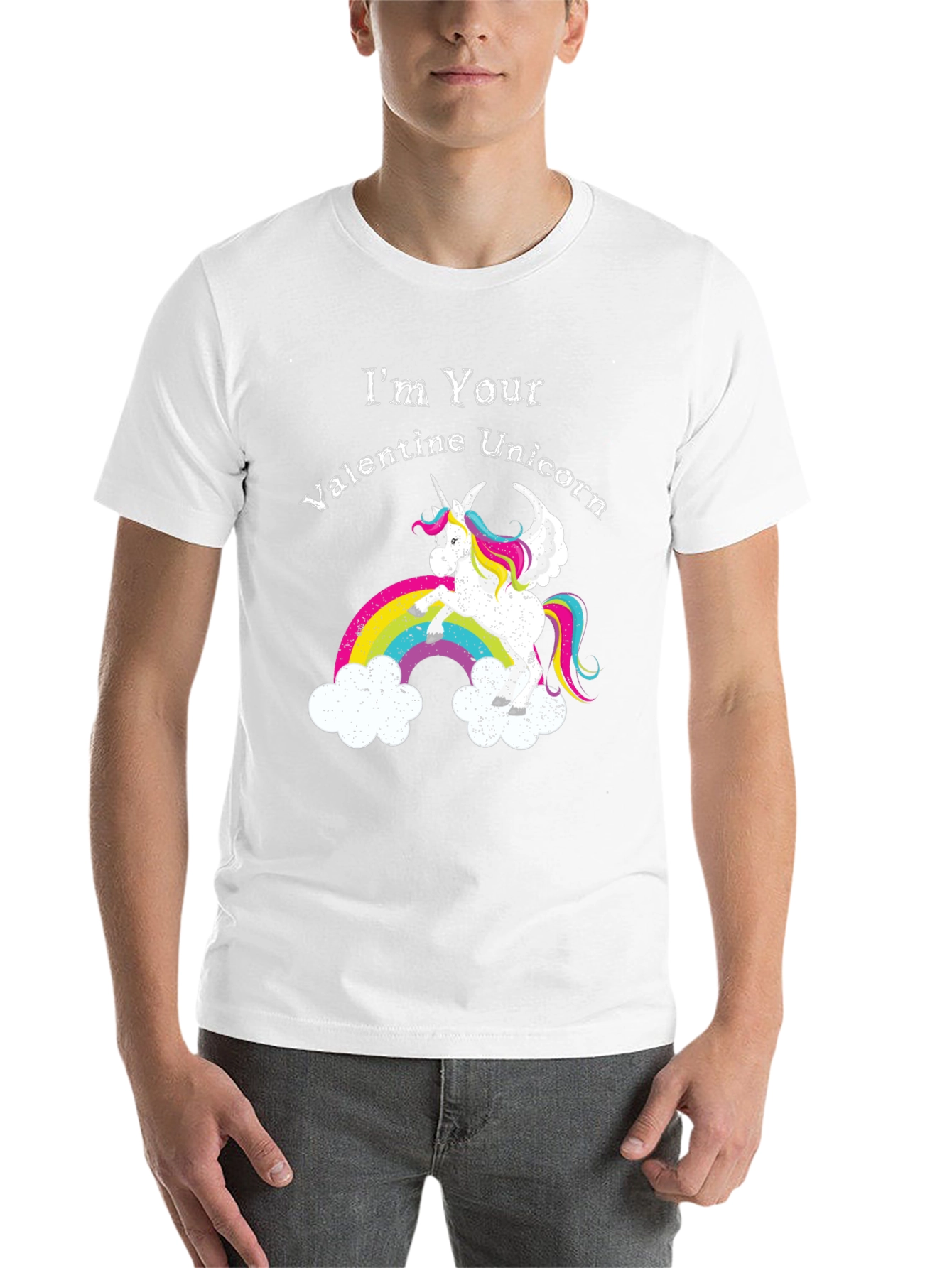 Black Valentine Unicorn Graphic Tee - Men's Black T-Shirt view 14