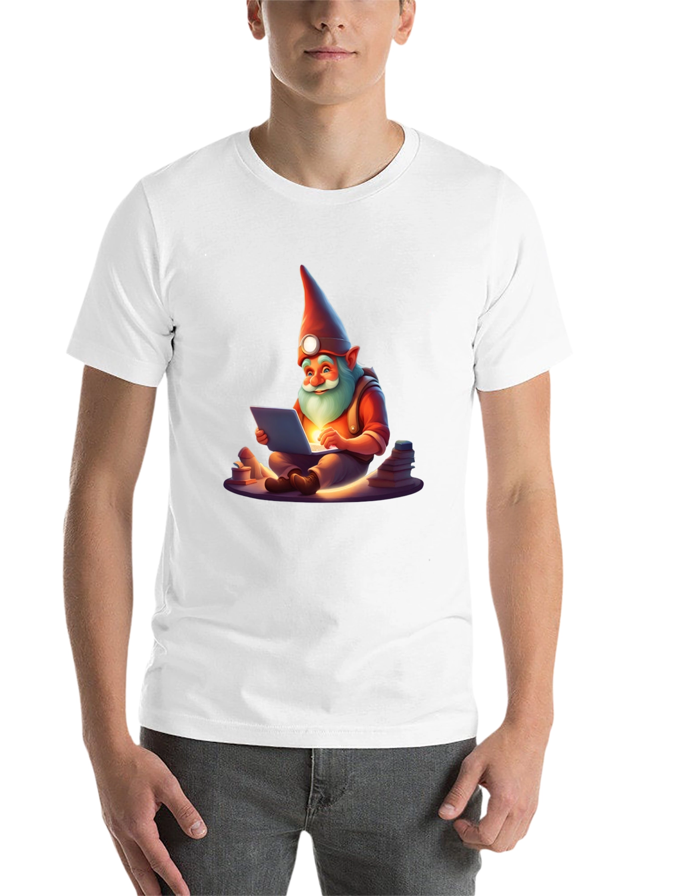 Black Gnome Techie T-Shirt - Novelty Graphic Tee view 14