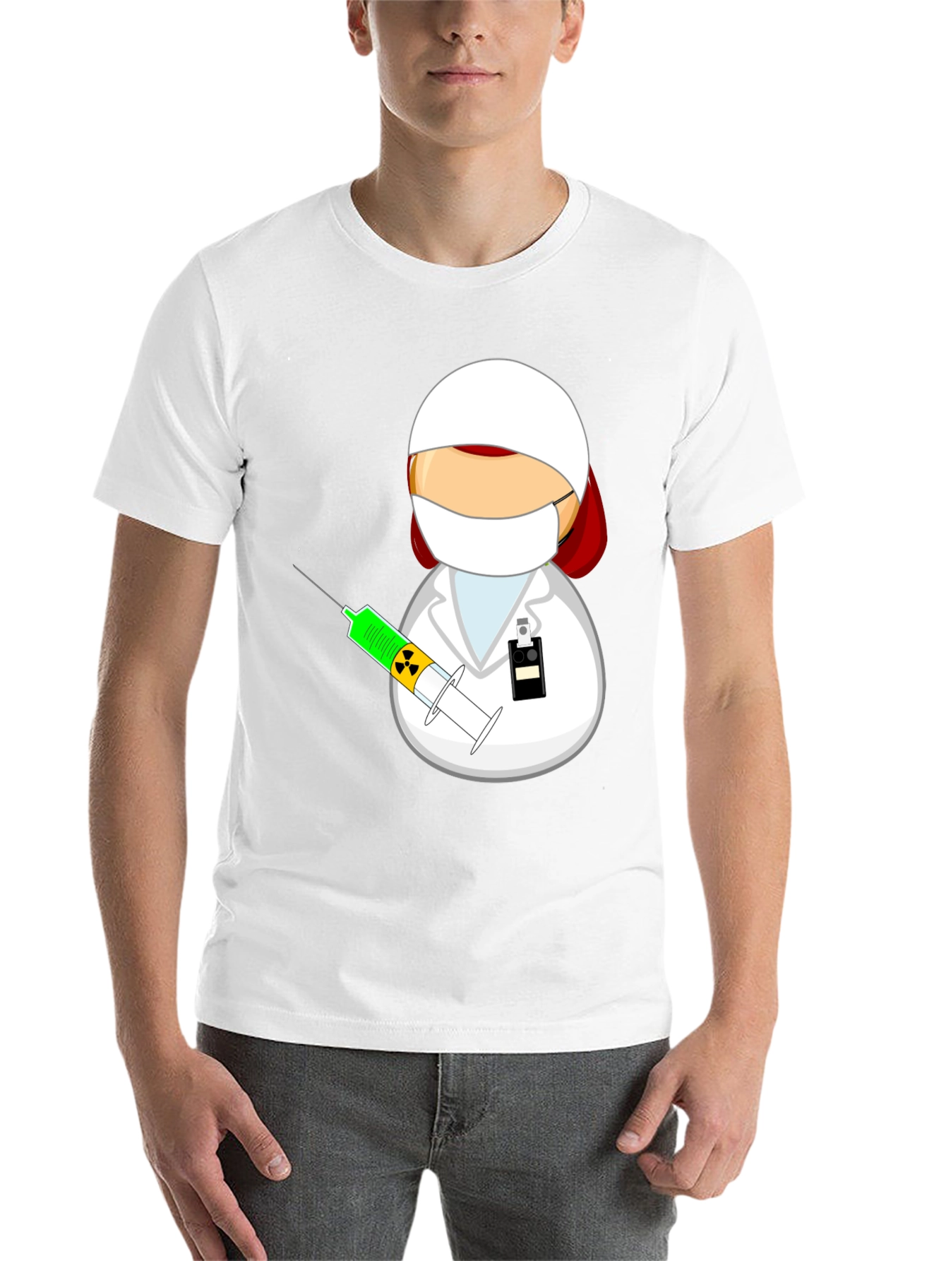 Black Cartoon Doctor with Syringe Black T-Shirt view 14