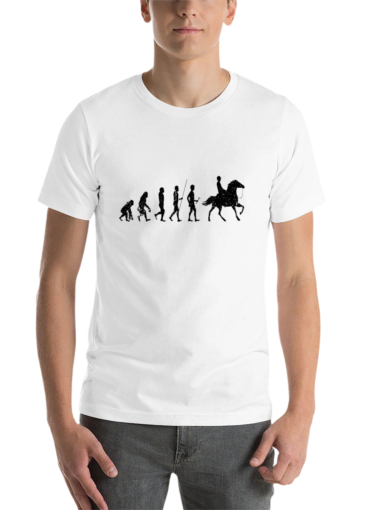 Black Evolution of Horse Riding Black T-Shirt view 14