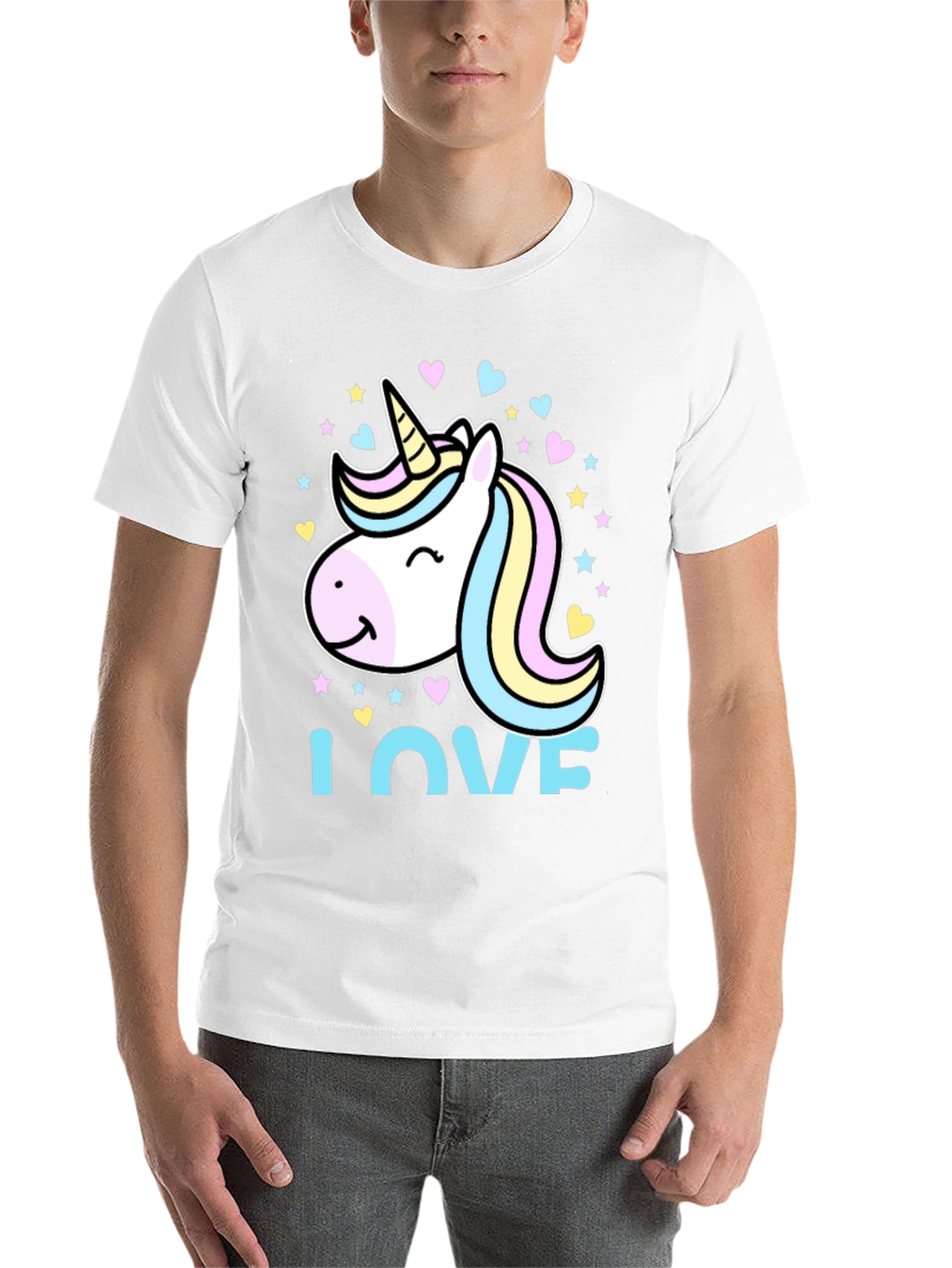 Black Unicorn Love Graphic Tee - Black Cotton Blend T-Shirt view 14