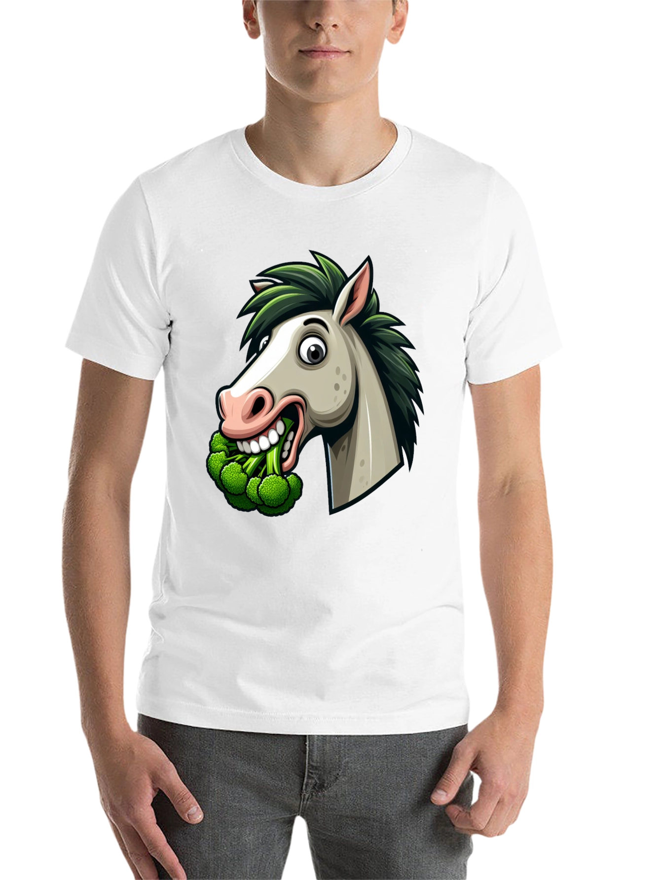 Black Funny Horse Broccoli Graphic Tee view 14