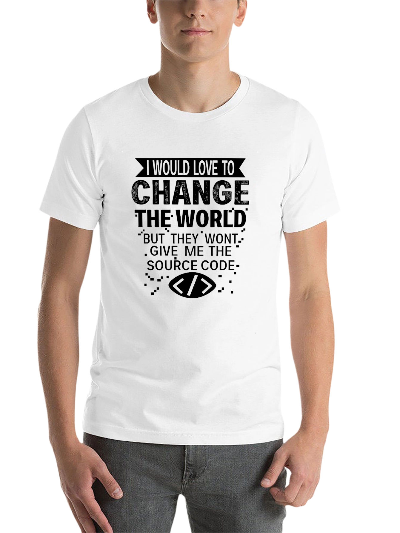Black Change The World Source Code T-Shirt view 14