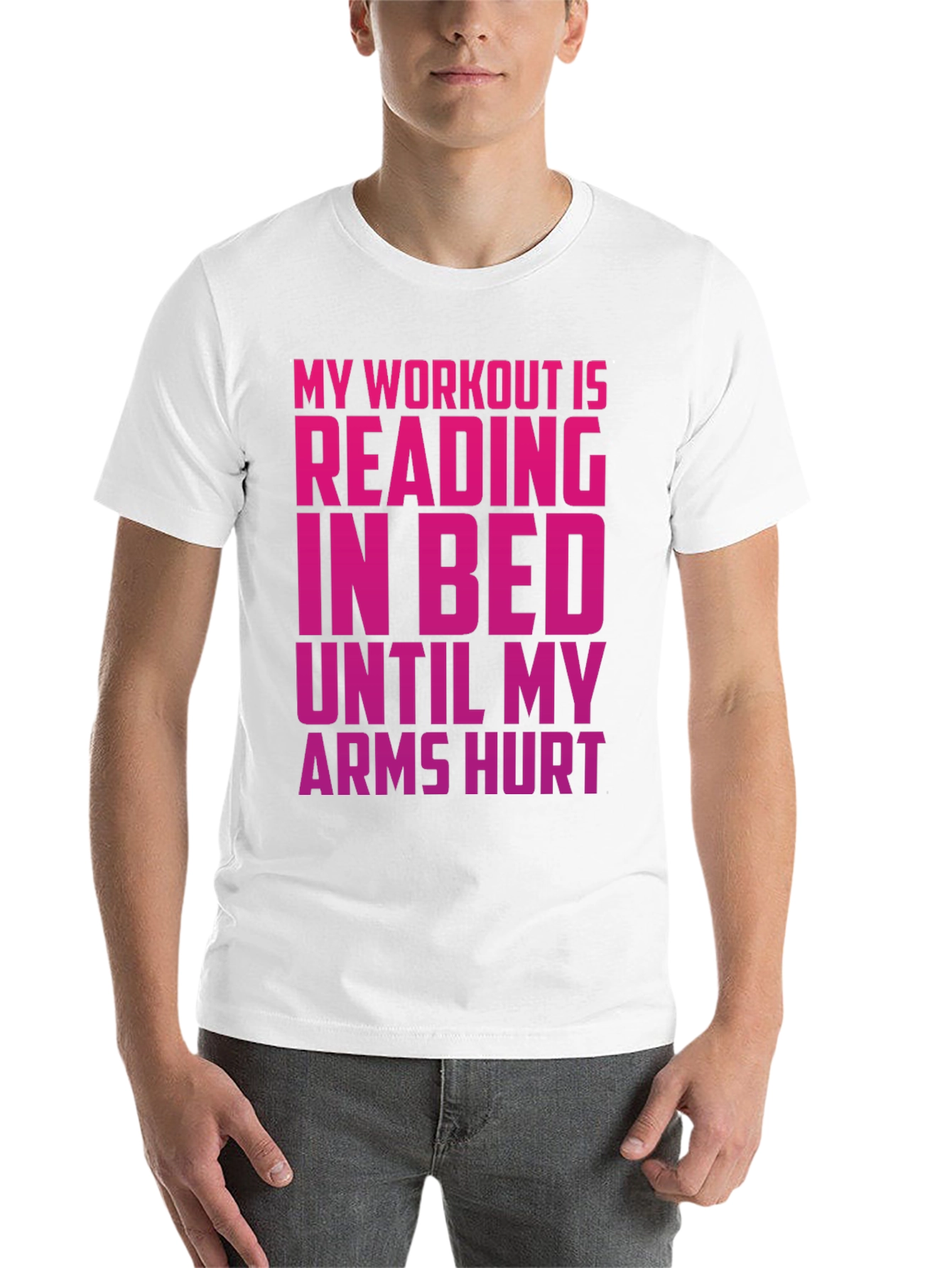 Black Funny Workout T-Shirt - Reading in Bed Tee view 14