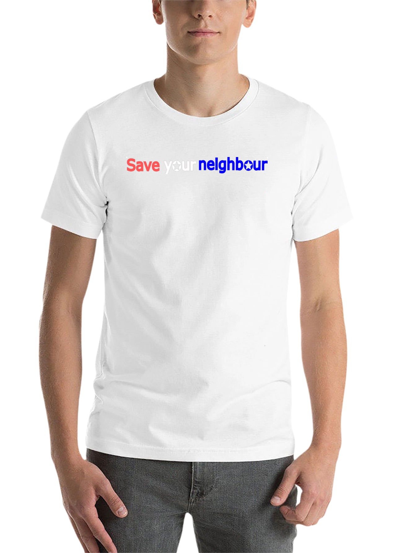 Black Save Your Neighbour Black Graphic T-Shirt view 14