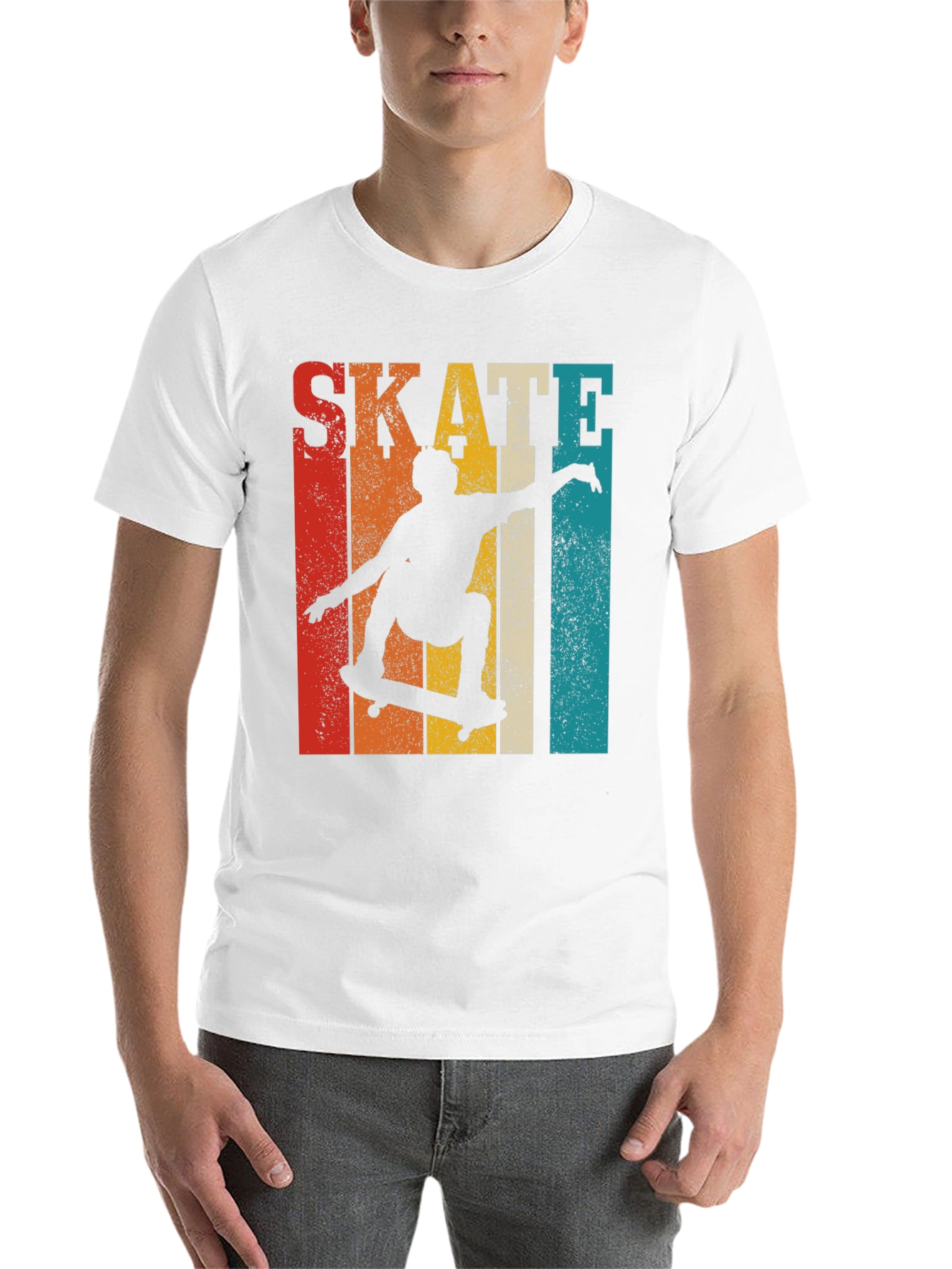 Black Retro Skateboarding Graphic T-Shirt view 14