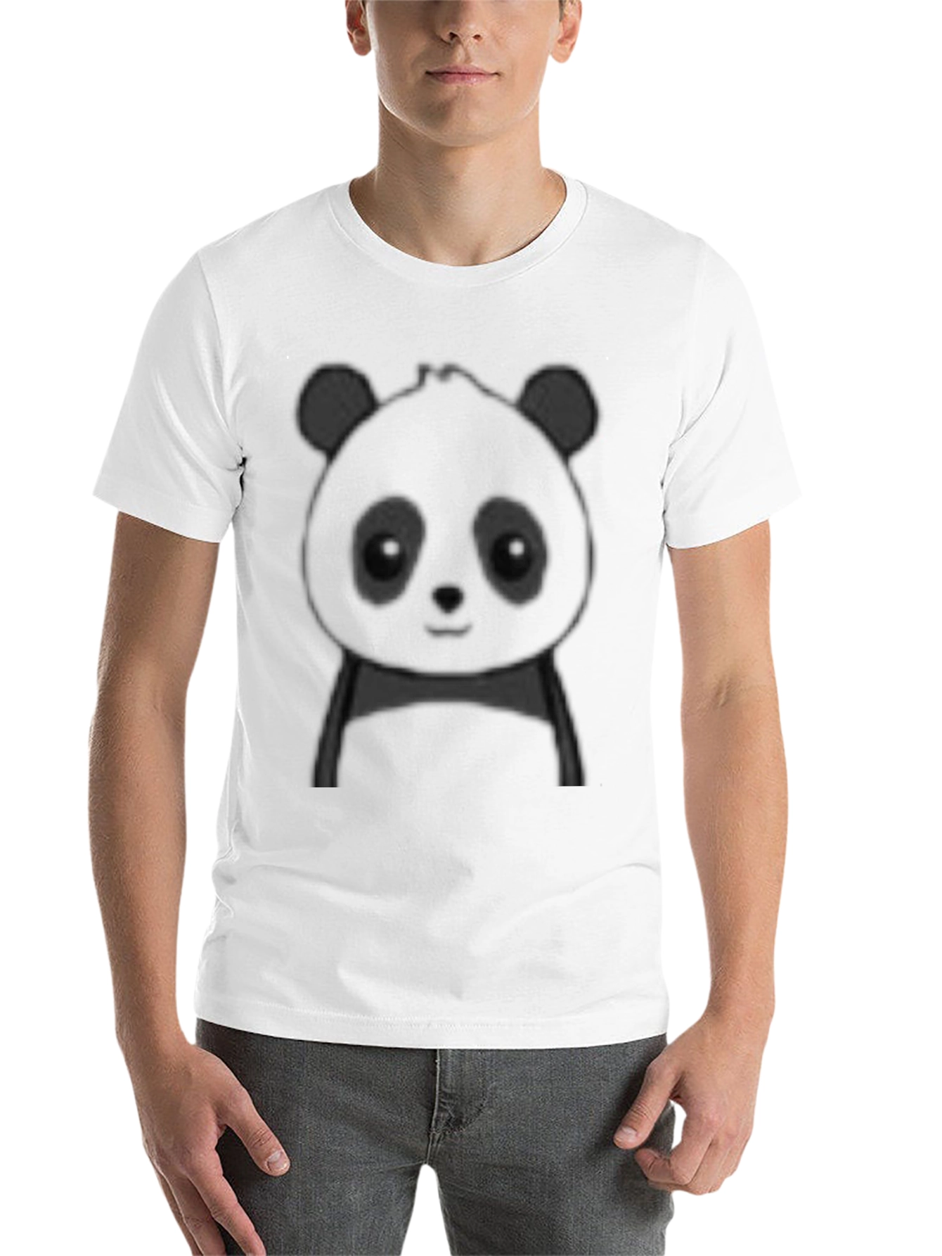 Black Cute Panda Graphic Tee - Black Cotton Casual Shirt view 14