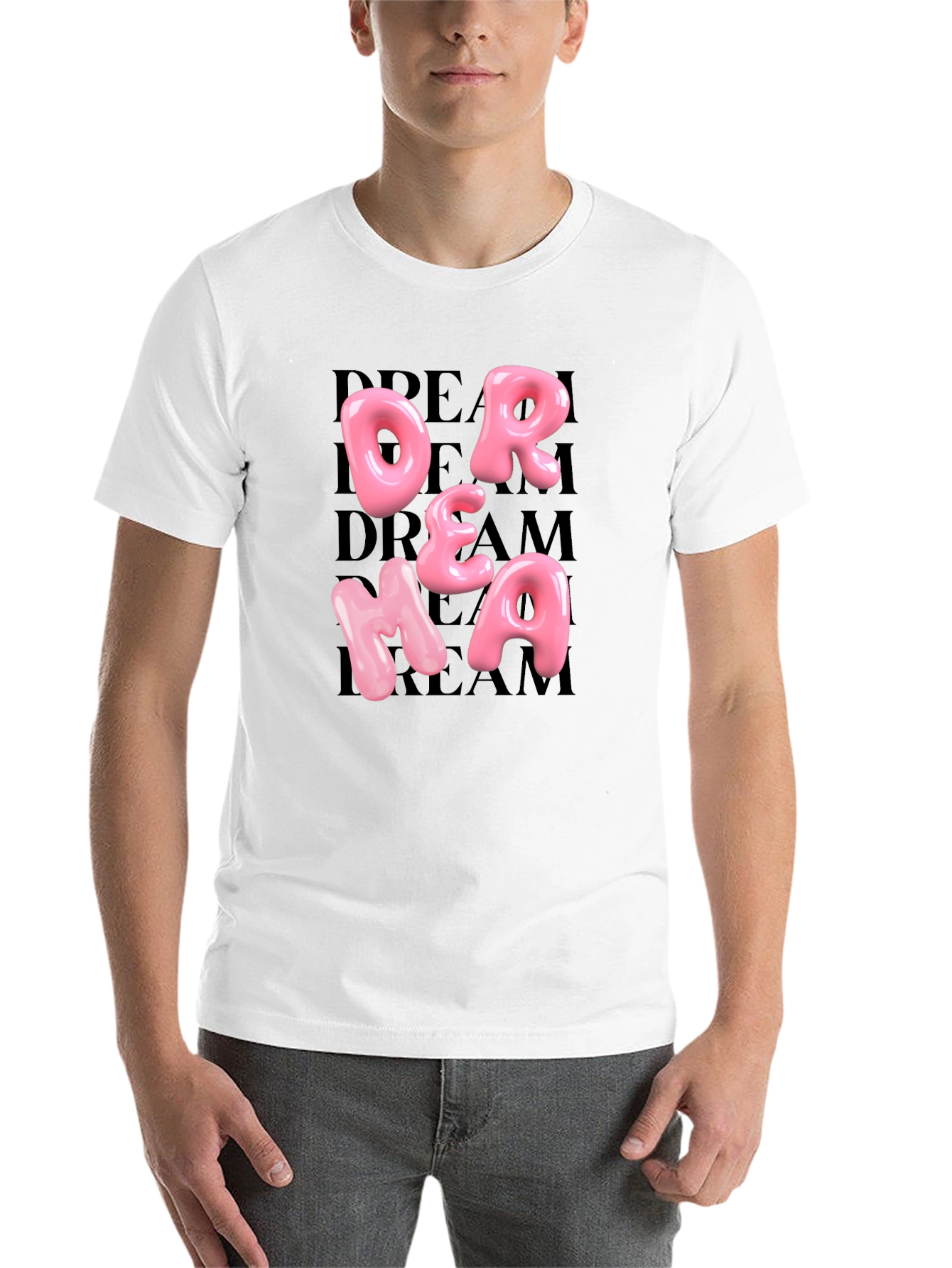 Black Dream Pink Letter Graphic Black T-Shirt view 14