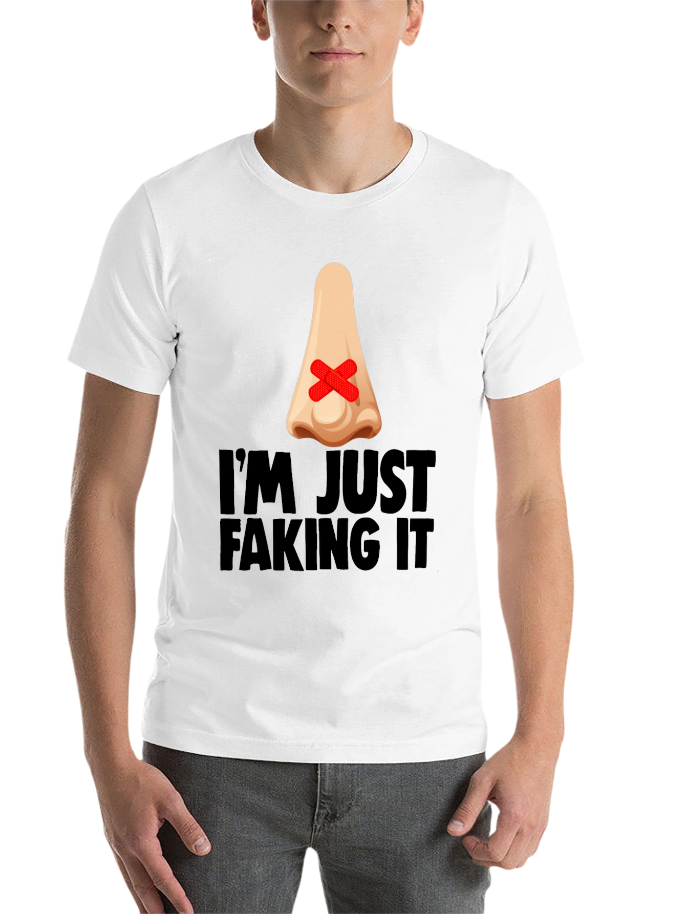 Black I'm Just Faking It Graphic T-Shirt view 14