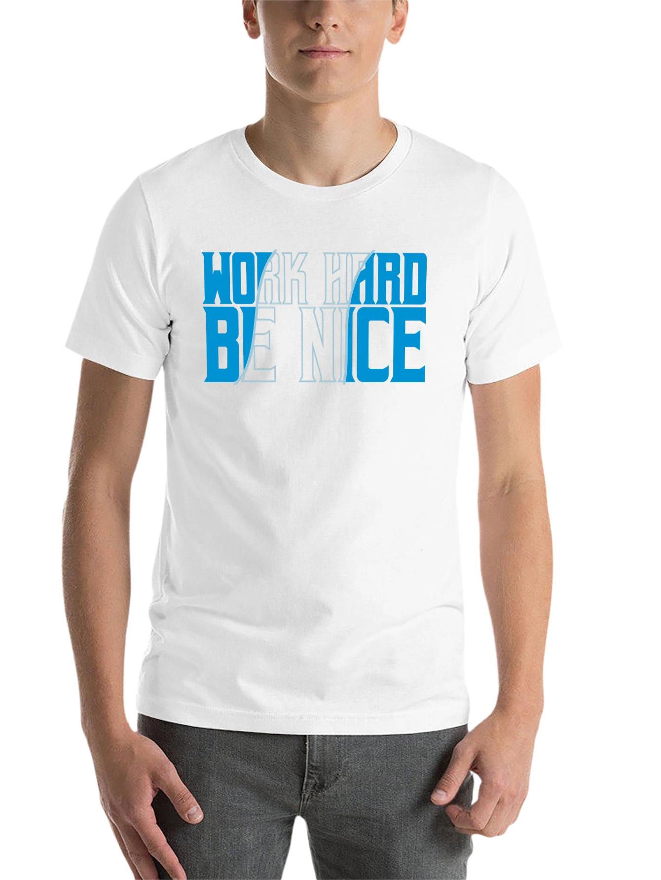 Black Work Hard Be Nice Graphic Tee - Black Crew Neck T-Shirt view 14