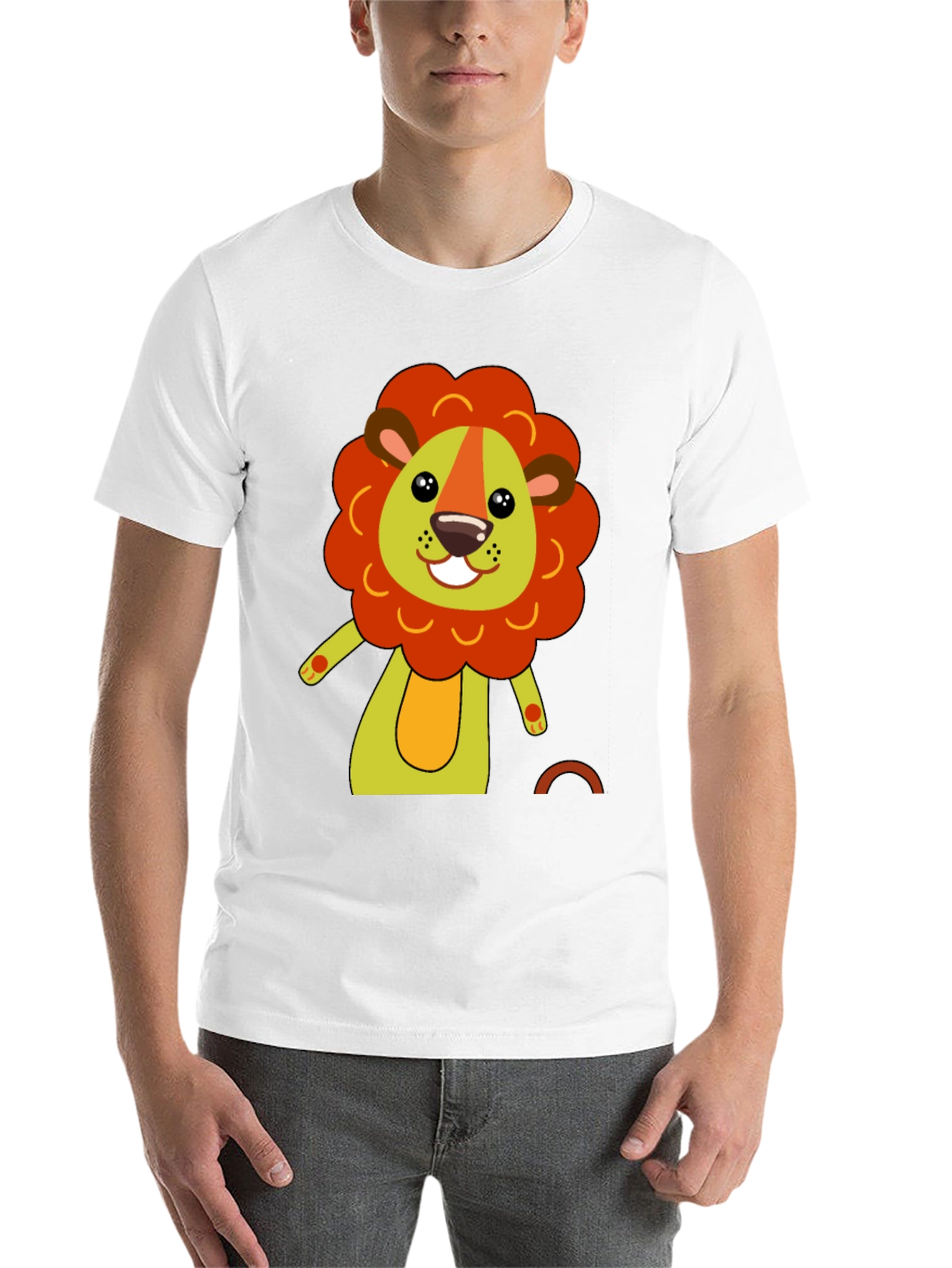 Black Cute Cartoon Lion Black T-Shirt view 14