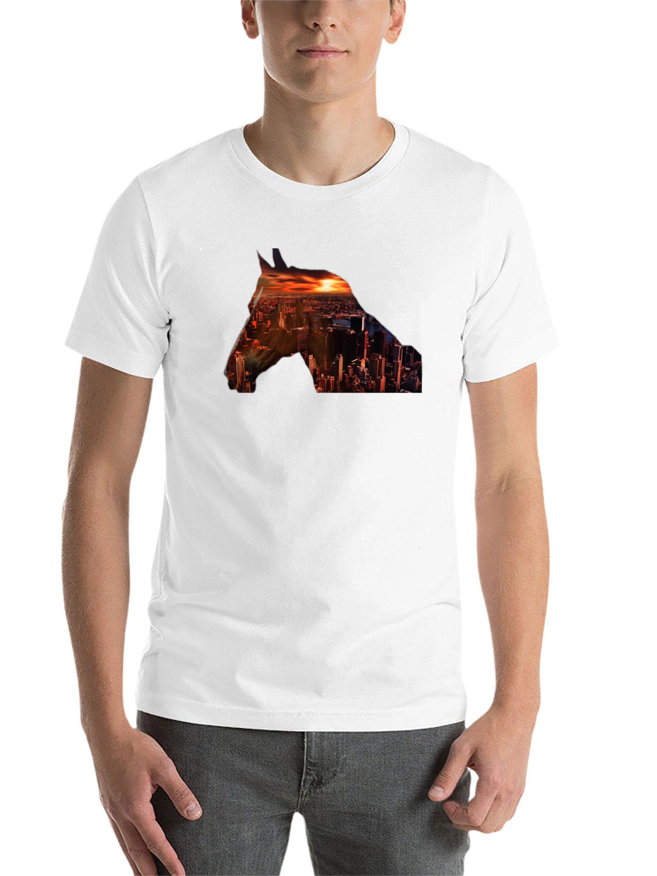 Black Cityscape Horse Graphic Tee - Stylish Urban Design view 14