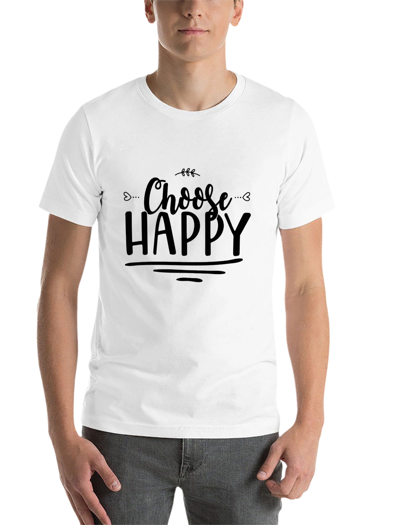 Black Choose Happy Black Graphic Tee view 14