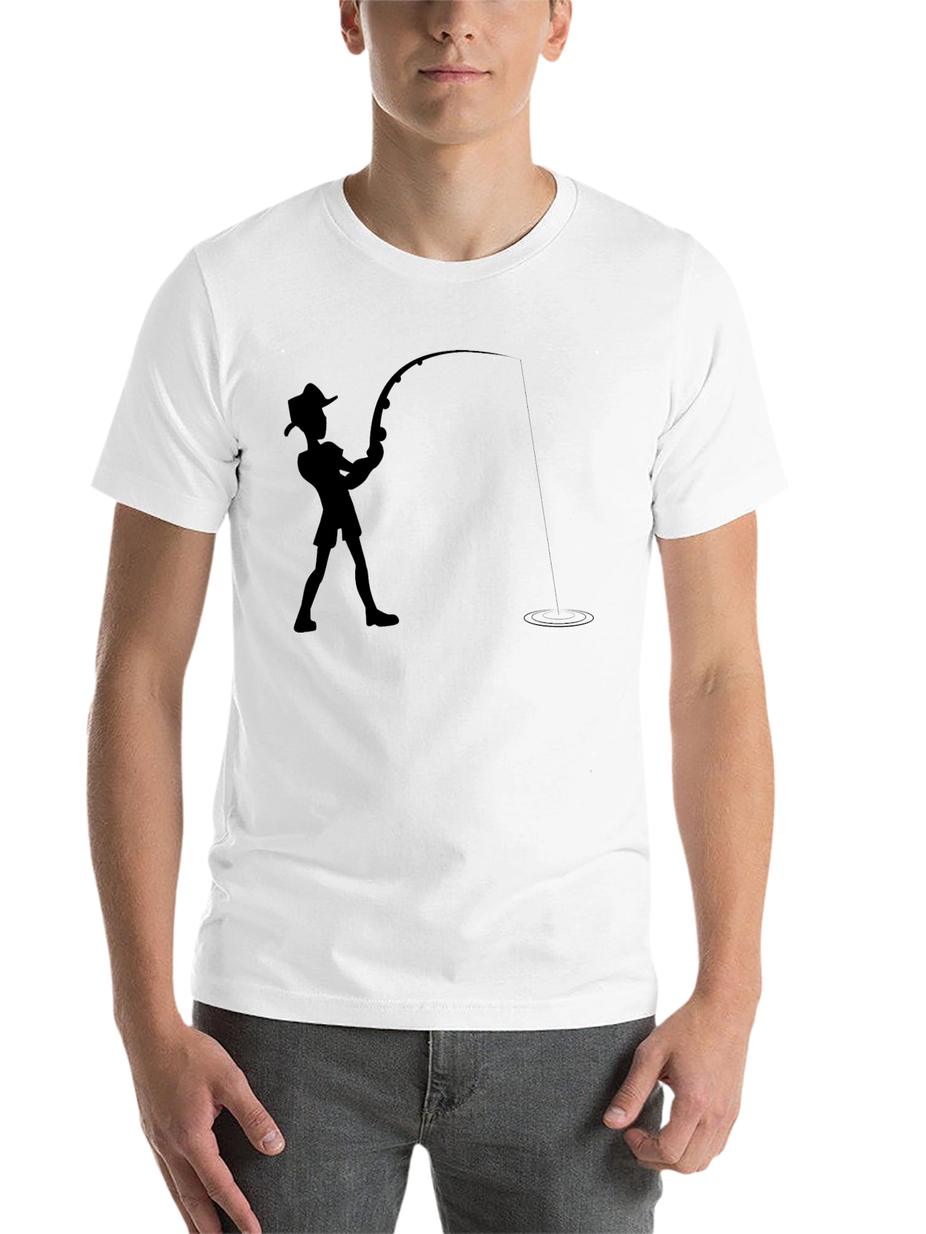 Black Fishing Silhouette Graphic Tee - Black Casual Shirt view 14